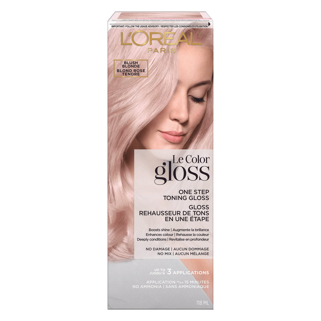 L’Oreal Paris Le Color Gloss One Step In-Shower Toning Hair Gloss for Bleached Hair, Neutralizes Brass, Conditions & Boosts Shine, Platinum Pearl, 4 Ounce