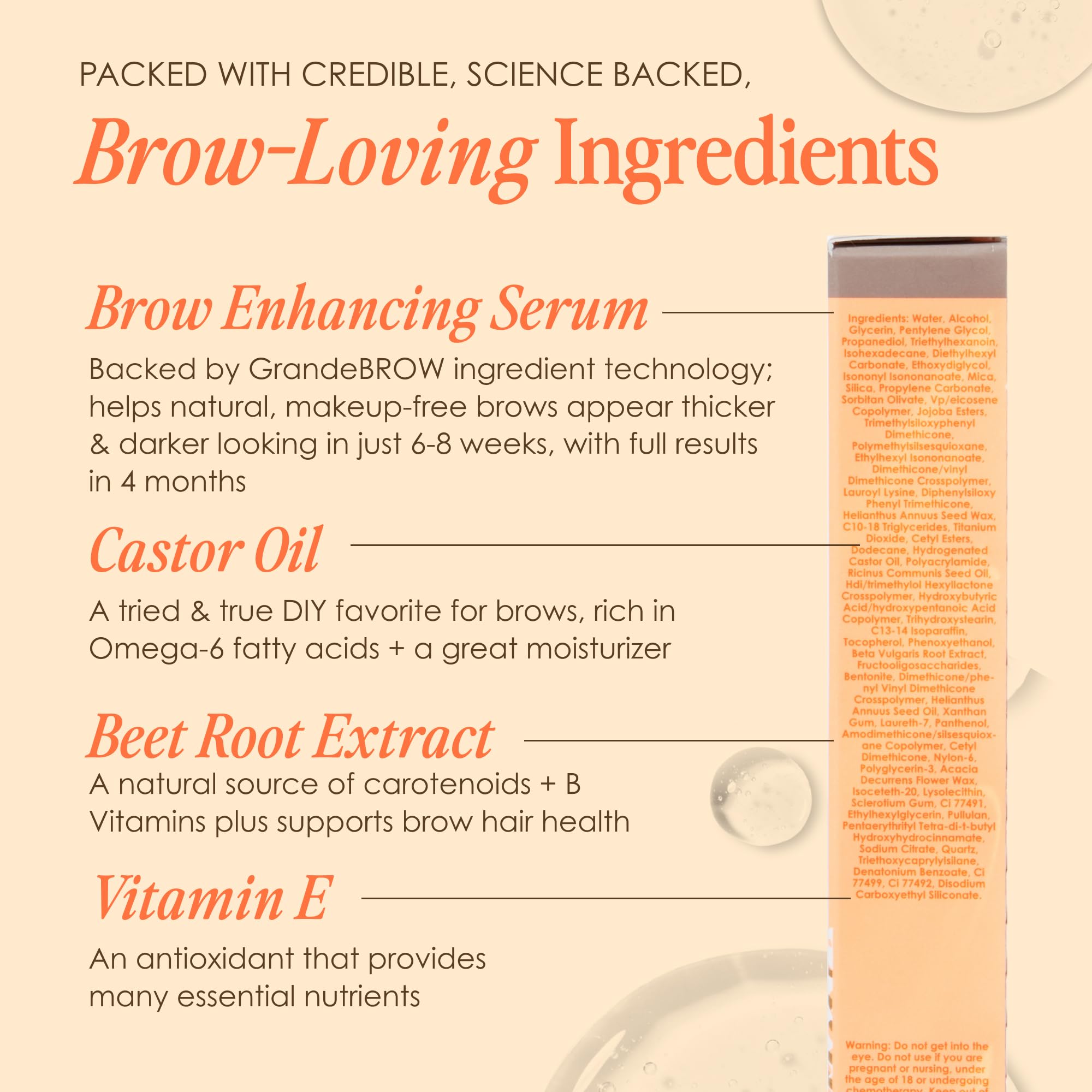 Grande Cosmetics GrandeBROW 2-in-1 Tinted Brow Gel + Brow Enhancing Serum for Thicker & Darker-Looking Eyebrows, Shape & Fill Brows, Long Wear, with Castor Oil & Mini Fibers