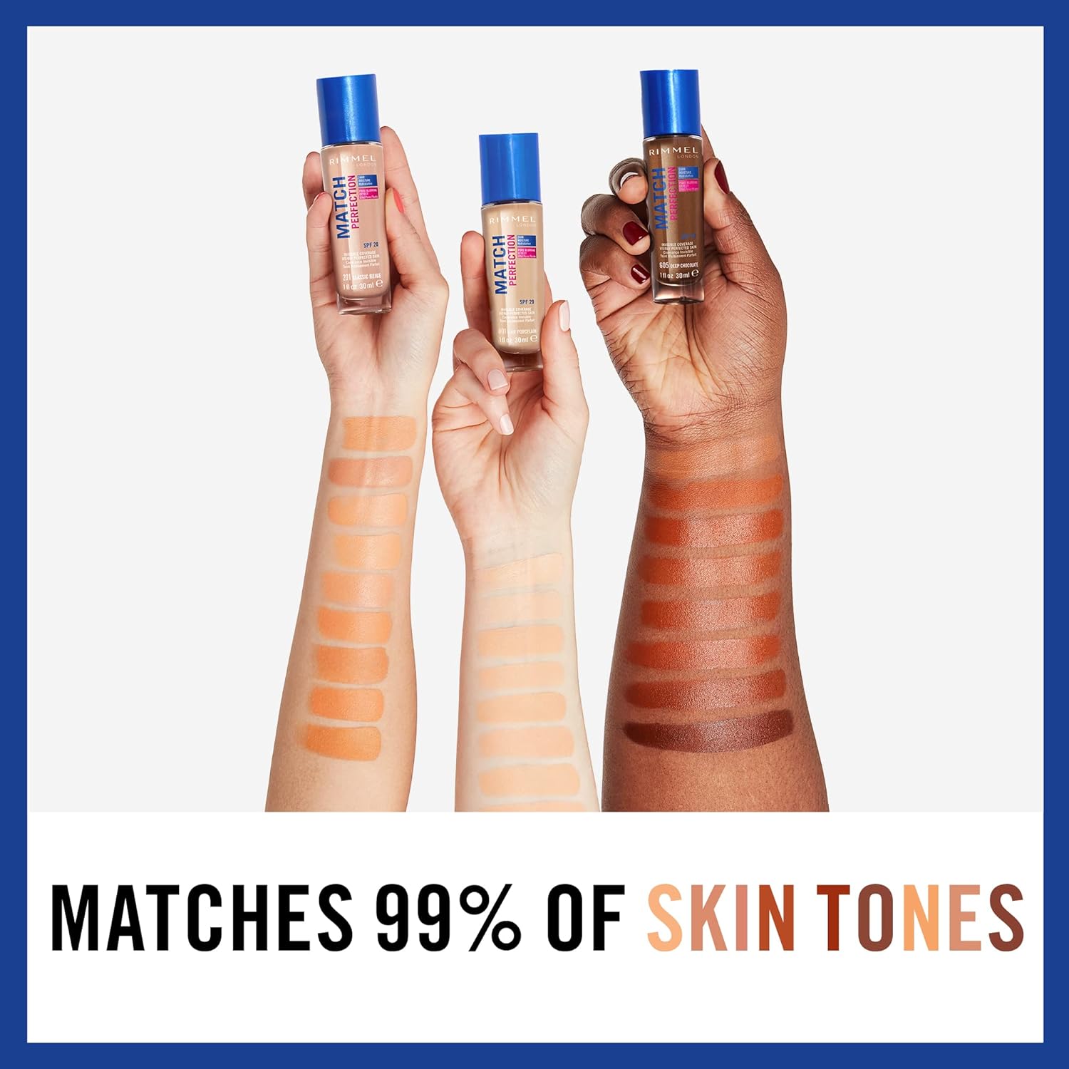 Rimmel London Match Perfection Foundation SPF20, 100 Ivory Halalzen