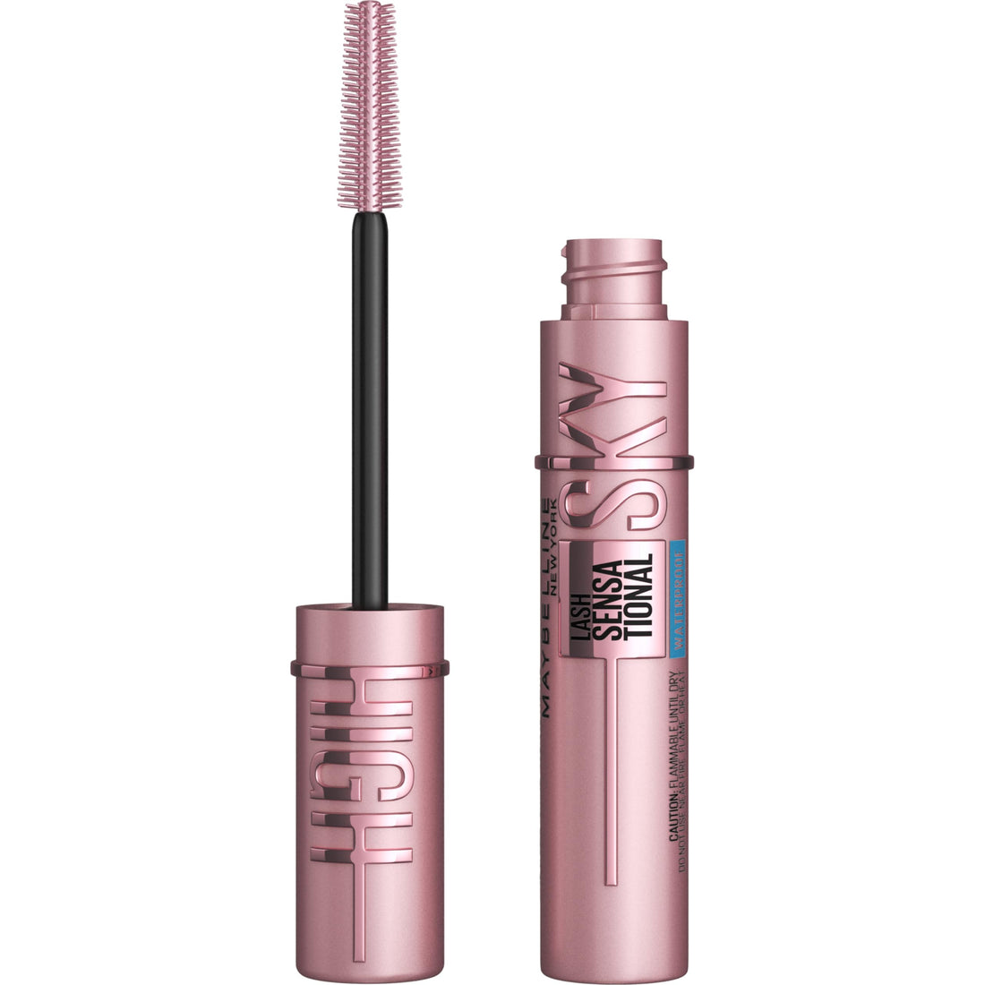 Maybelline Lash Sensational Sky High Washable Mascara Make-up, Volumen, Verlängerung, Definition, Schwung, Multiplikation, aufbaufähige Formel, Very Black, 1 Stück
