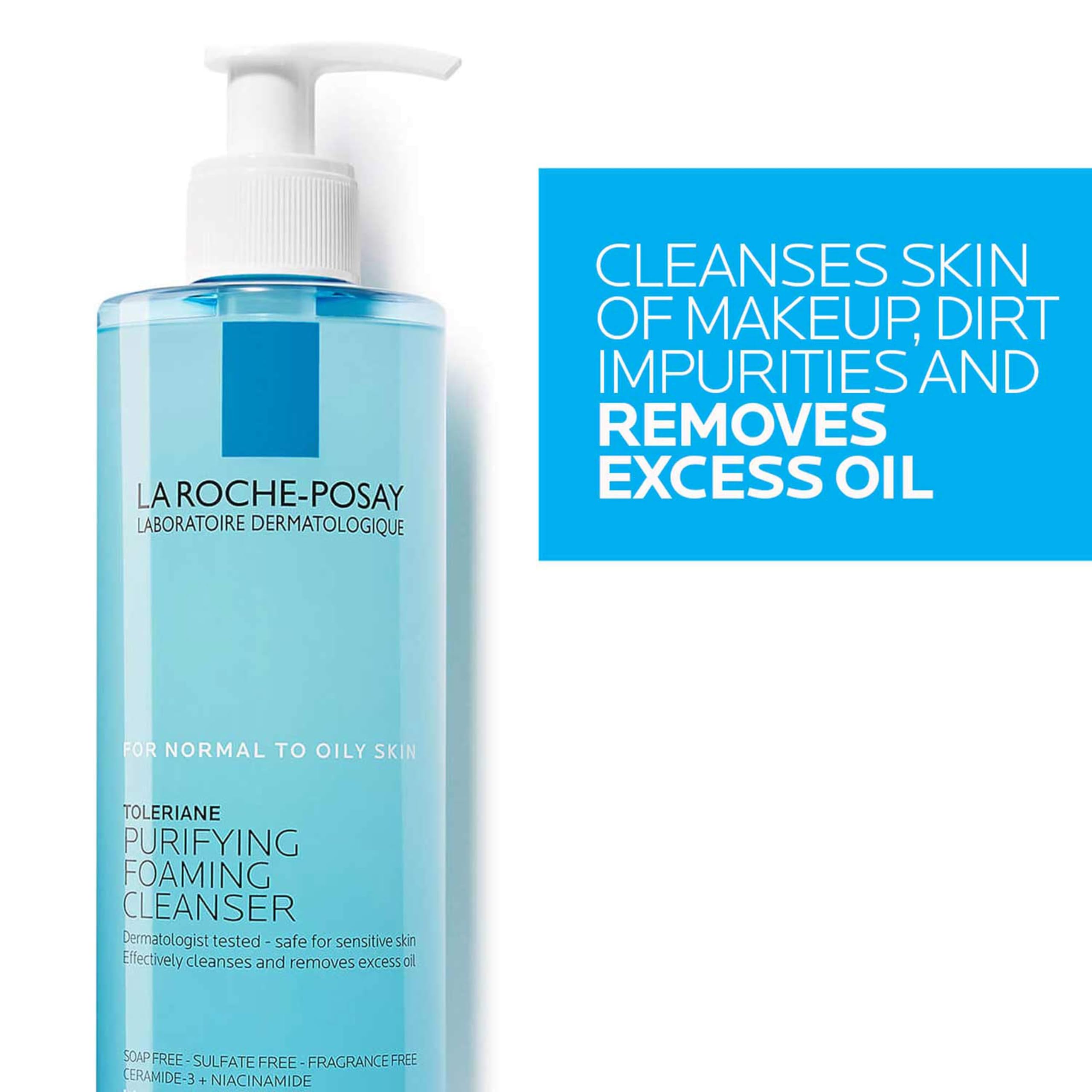 La Roche-Posay Toleriane Purifying Foaming Facial Cleanser, Oil Free Face Wash for Women & Men with Niacinamide + Ceramides, Pore Cleanser Safe For Sensitive Skin, Won’t Dry Out Skin, Soap Free