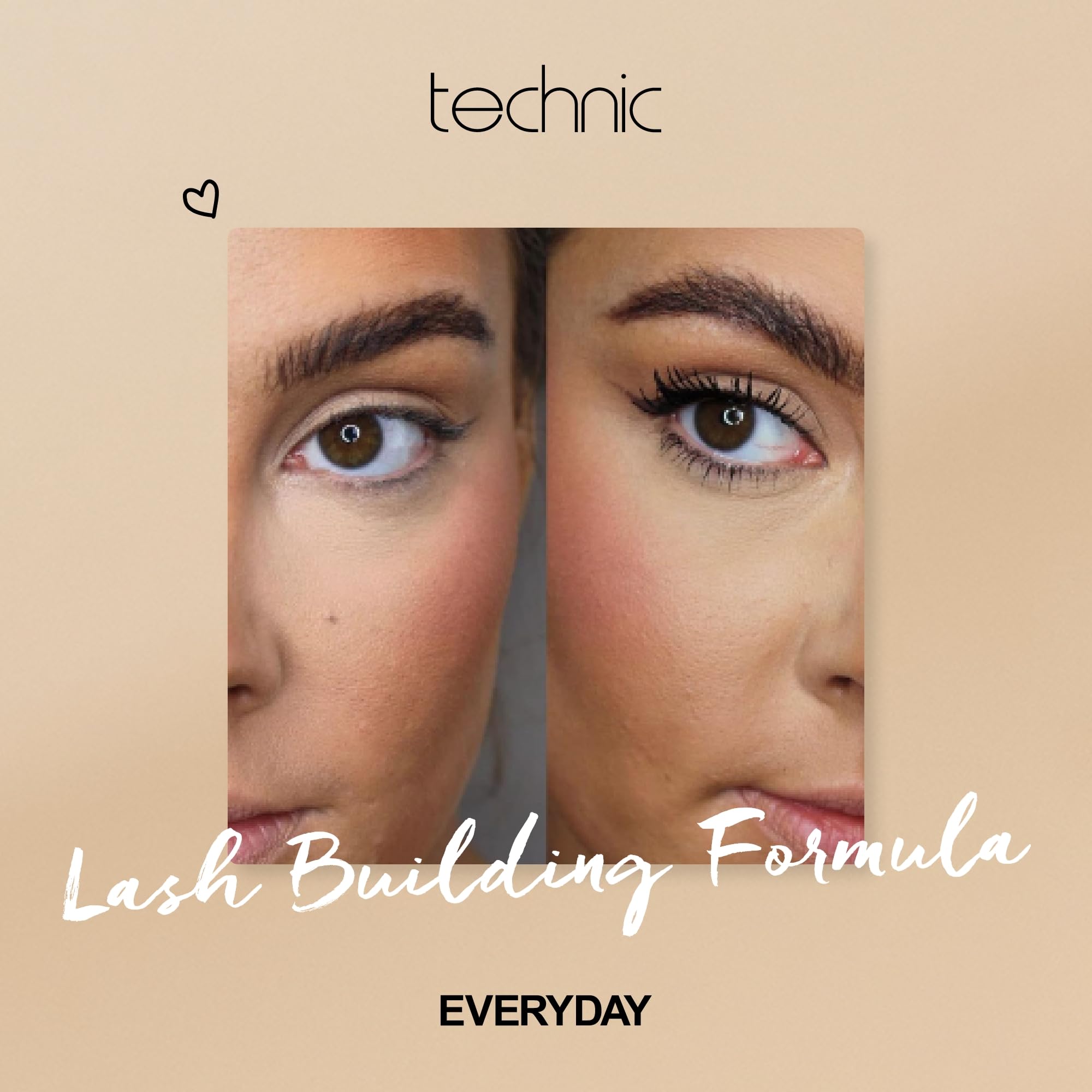 Technic Mega Lash Water Resistant Mascara - Vegan, Ultra Black, Water Resistant, Hard wearing, Smudge-Proof, Lash Building Formula For Volume Glam Lashes - 12ml Halalzen