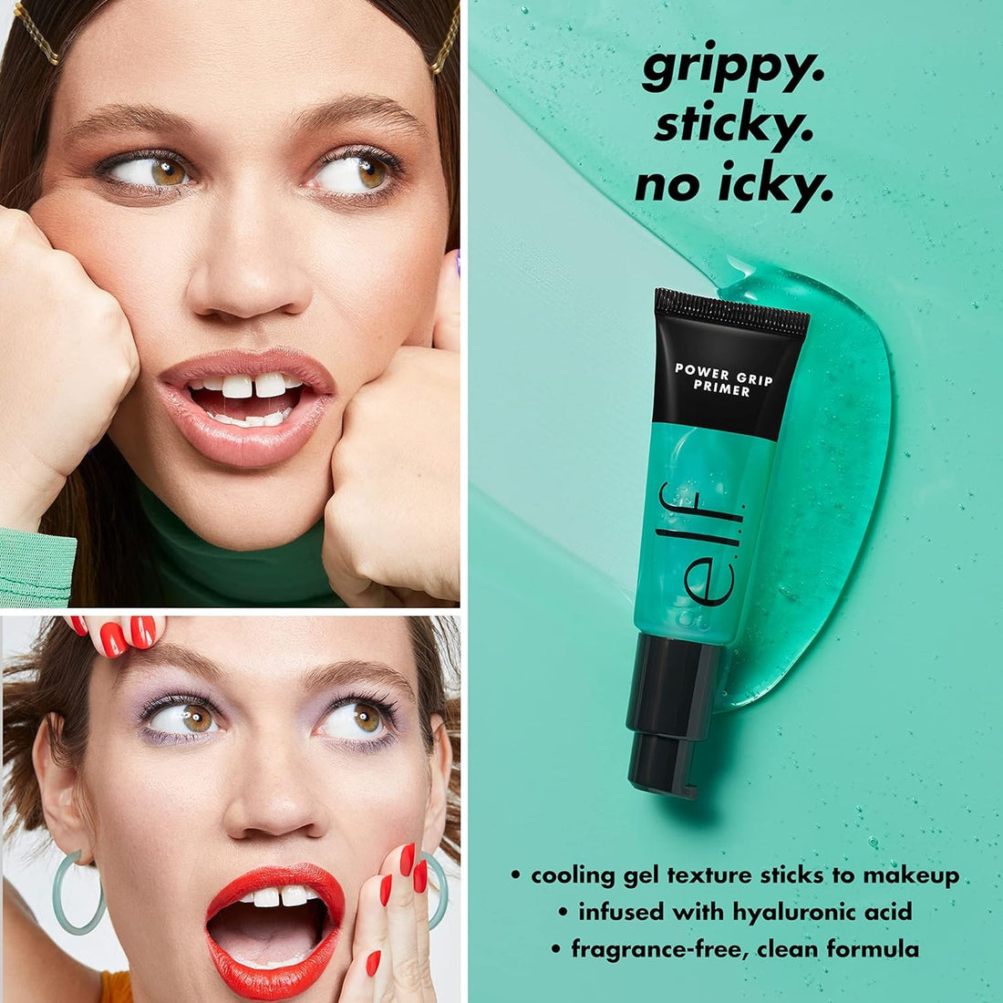 e.l.f. Power Grip Primer, Gel-Based & Hydrating Face Primer For Smoothing Skin & Gripping Makeup, Moisturizes & Primes, 0.811 Fl Oz (24 ml.) Halalzen
