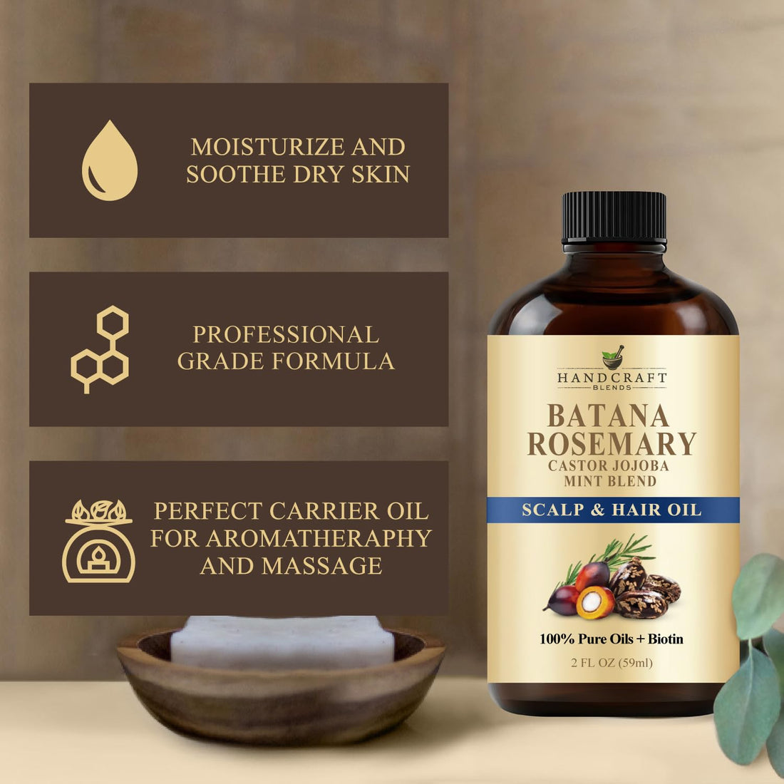 Handcraft Blends Castor Oil with Rosemary and Peppermint Oil 118 ml | 100% Pure and Natural | Premium Grade Carrier Oil | Hair, Eyelashes and Eyebrows | Hair and Body