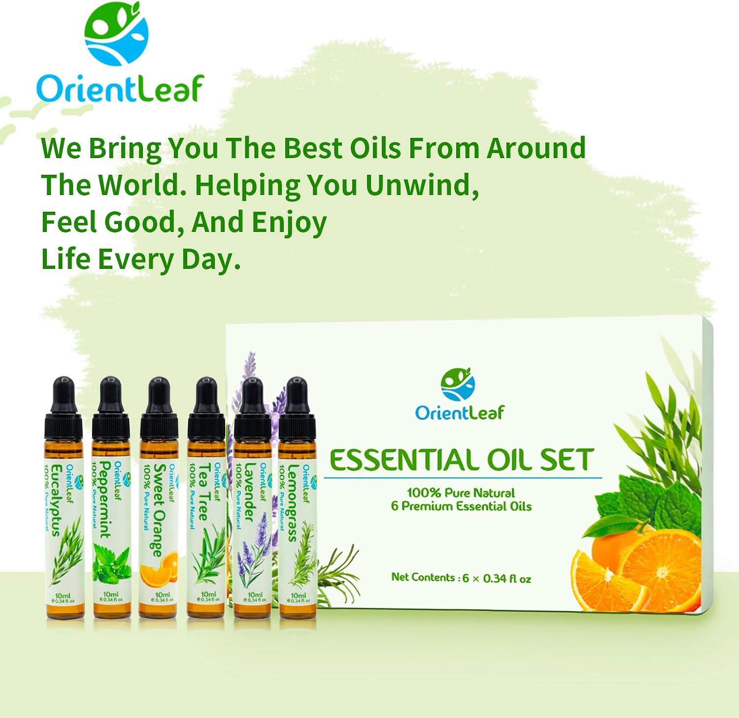 Essential Oils for Diffusers for Home, Birthday Gifts, Teacher Gifts for Women, Diffuser Oil for DIY Candle, Aromatherapy, Humidifiers, Peppermint, Tea Tree, Lavender, Eucalyptus, Orange, Citronella