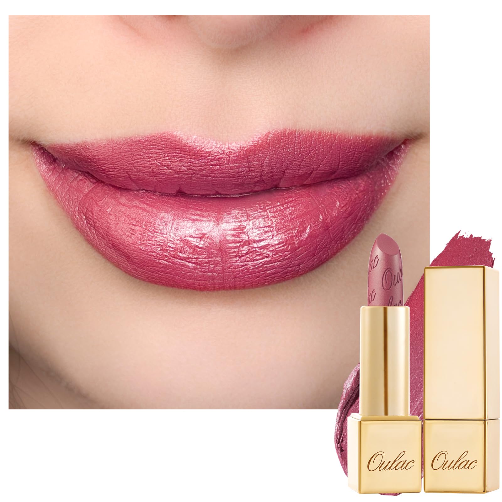 OULAC Metallic Shine Glitter Lipstick, Pink High Impact Lipcolor, Lightweight Soft and Ultra Hydrating, Long Lasting, Vegan & Cruelty-Free, Full-Coverage Lip Color 4.3 g/0.15 HIP & HIPPIE(11) Halalzen