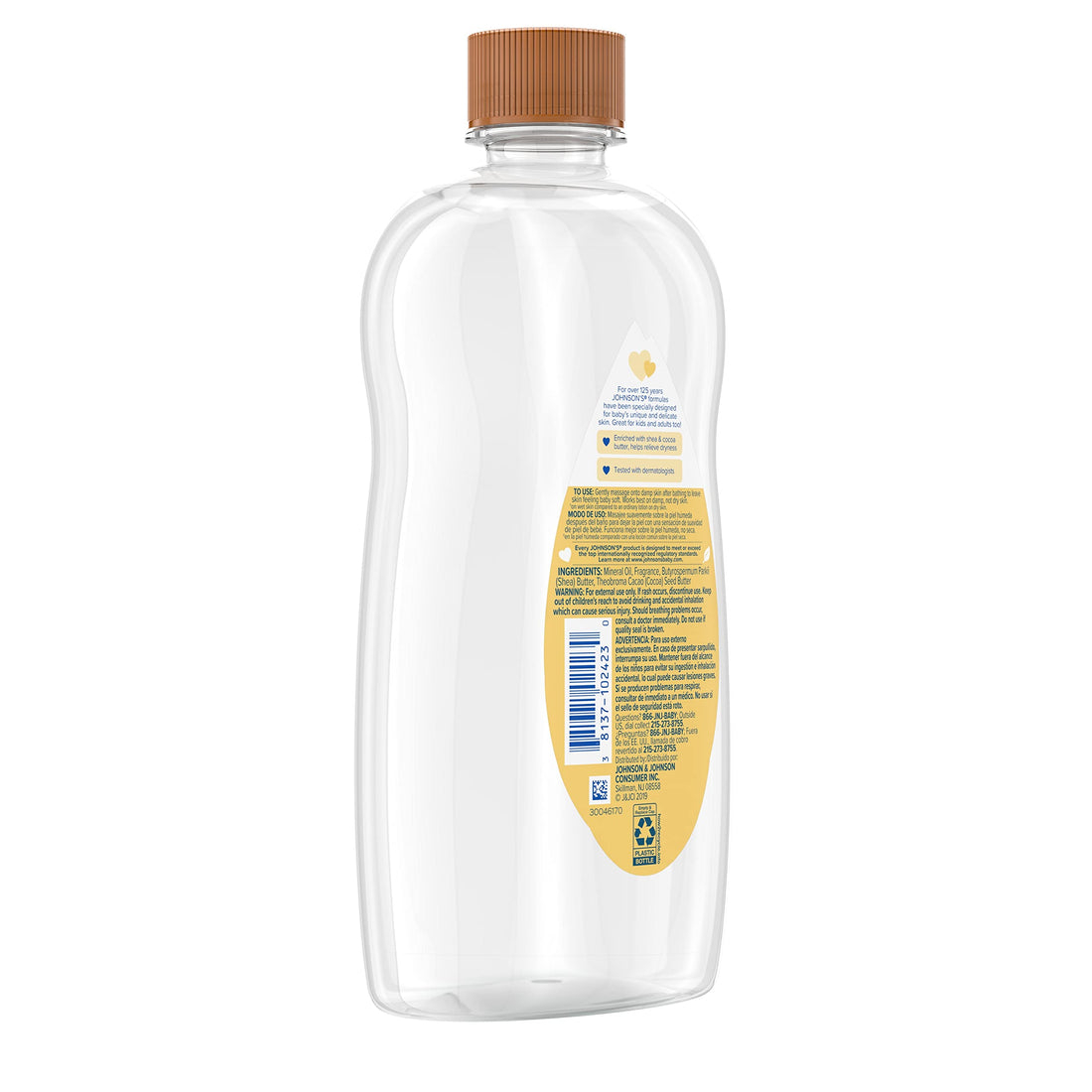 Johnson's Baby Oil, Mineral Oil Enriched with Shea & Cocoa Butter to Prevent Moisture Loss, Hypoallergenic, 20 fl. oz Halalzen