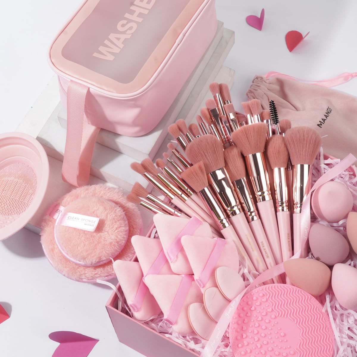 MAANGE Makeup Brush Set 49 Pcs Makeup Tool Set Premium Synthetic Foundation Powder Concealers Eye shadows Blush Makeup Brushes (Black, 49 Piece Set) Halalzen