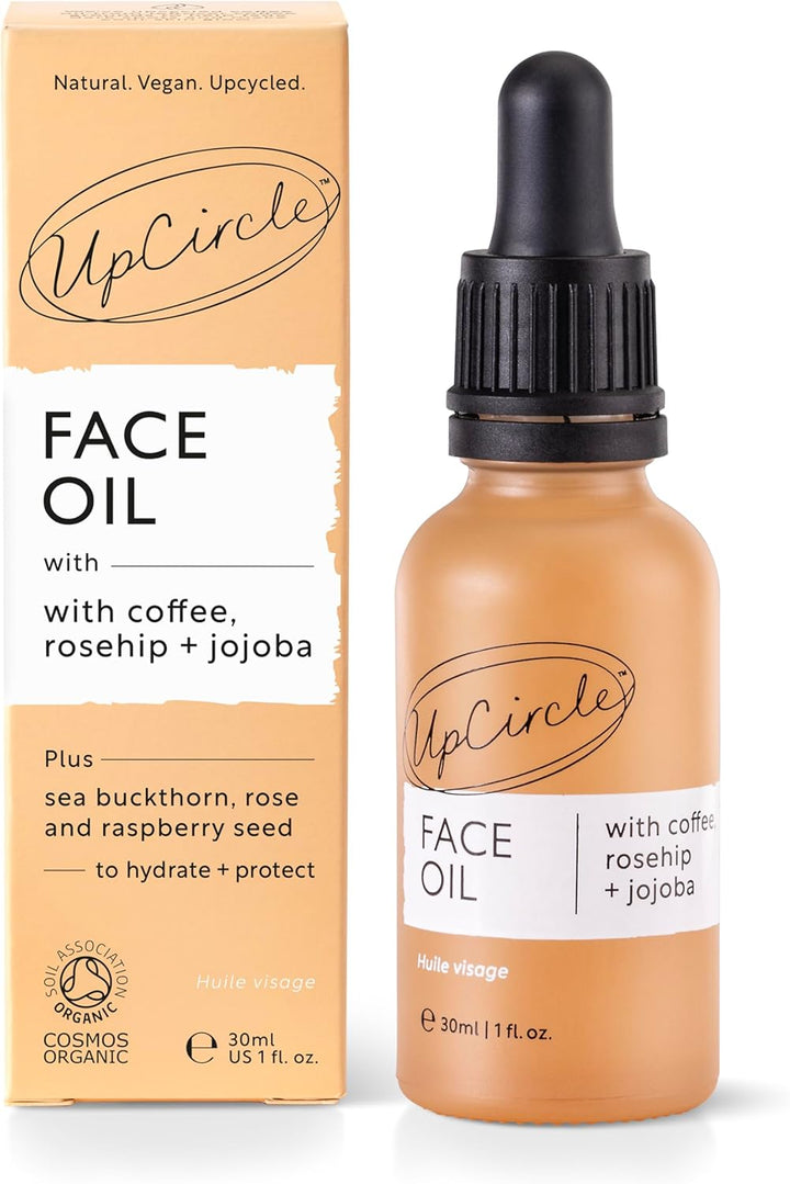 UpCircle Organic Face Oil With Coffee, Rosehip + Jojoba 30ml - Natural Hydrating Facial Oil - Vitamin C, Rosehip Oil Fades Dark Spots + Sea Buckthorn Keeps Skin Supple - Vegan + Cruelty-Free