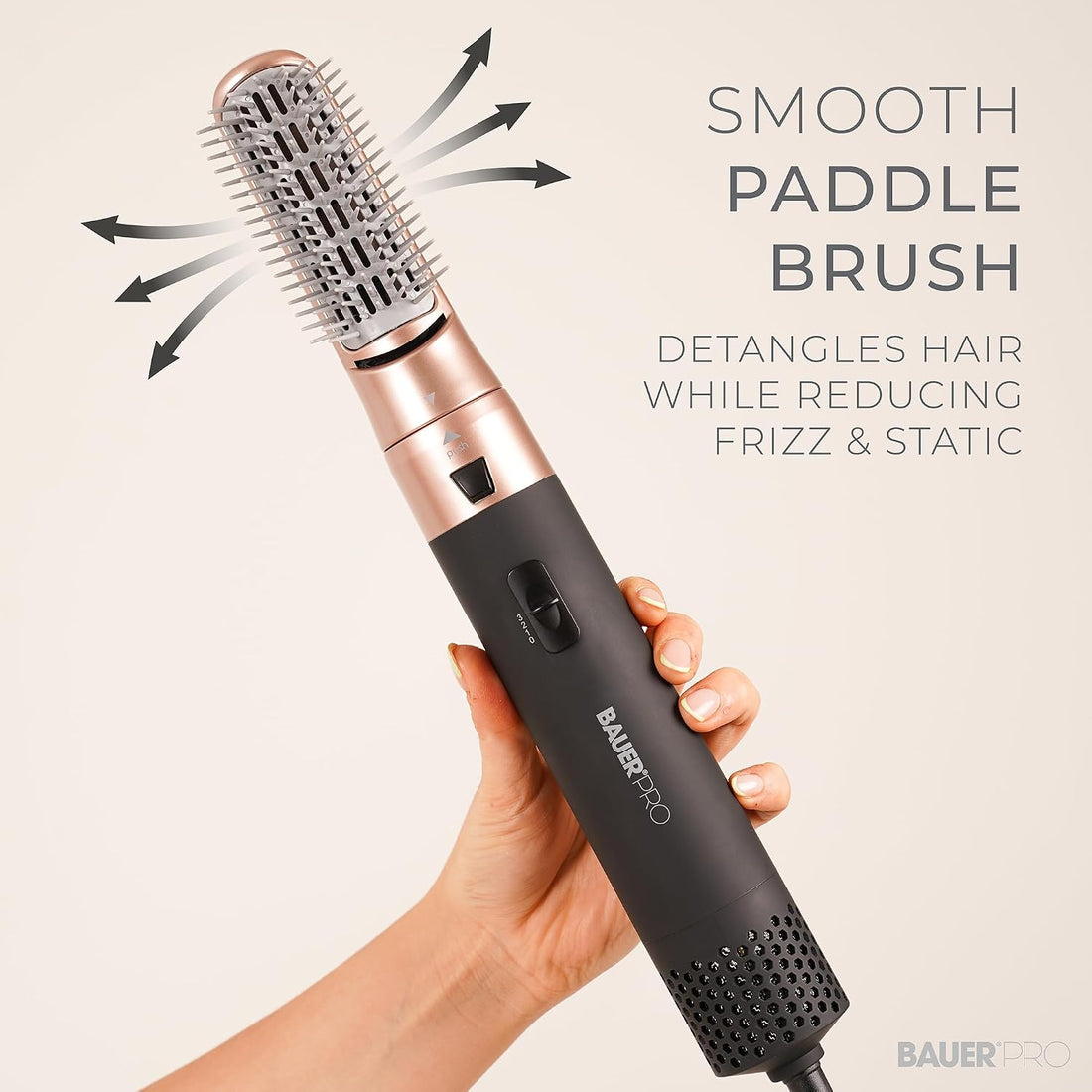 Bauer Professional 5-in-1 Hot Air Styler/Hair Dryer Brush to Curl, Straighten, Volumise, Smooth & Dry / 3 Heat Settings/Multi-Functional Hair Styling Tool 38879 Halalzen