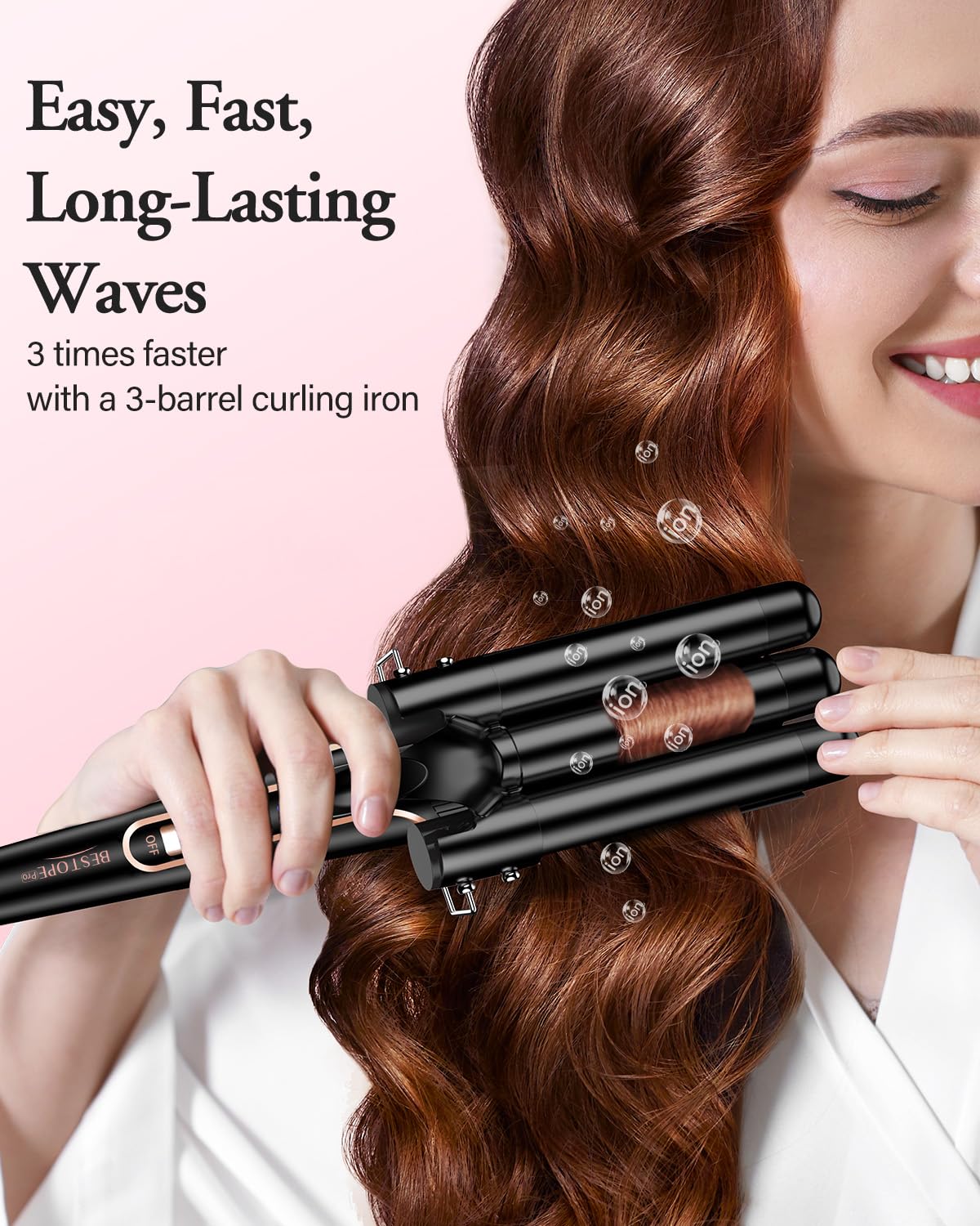 BESTOPE PRO 5 in 1 Curling Iron Set, Negative Ion Hair Curler with Thermal Brush & 5 Interchangeable Ceramic Barrels (0.35"-1.5"), Fast Heating Styling Tool for All Hair Types, Ideal Gifts for Women Halalzen