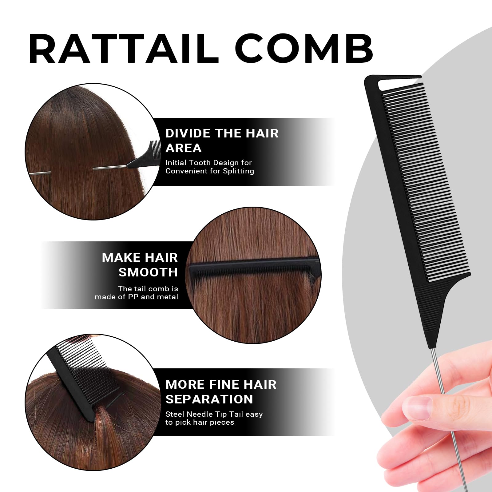 3pcs Topsy Tail Hair Tool, Hair Looping Tool Hair Braiding Tool with Rat Tail Comb, Tail French Braid Loop Tool, Fast Hair Styling Accessories, Hair Braiding Tool for Making Hair Style Halalzen