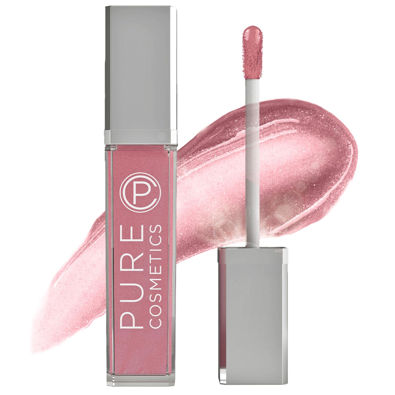Pure Illumination Light-Up Lip Gloss with LED-Lit Applicator Brush + Side Mirror, Non-Sticky, Moisturizing Hydrating Lip Glosses with Lanolin, Jojoba Oil, & Vitamin E, Wine Berry
