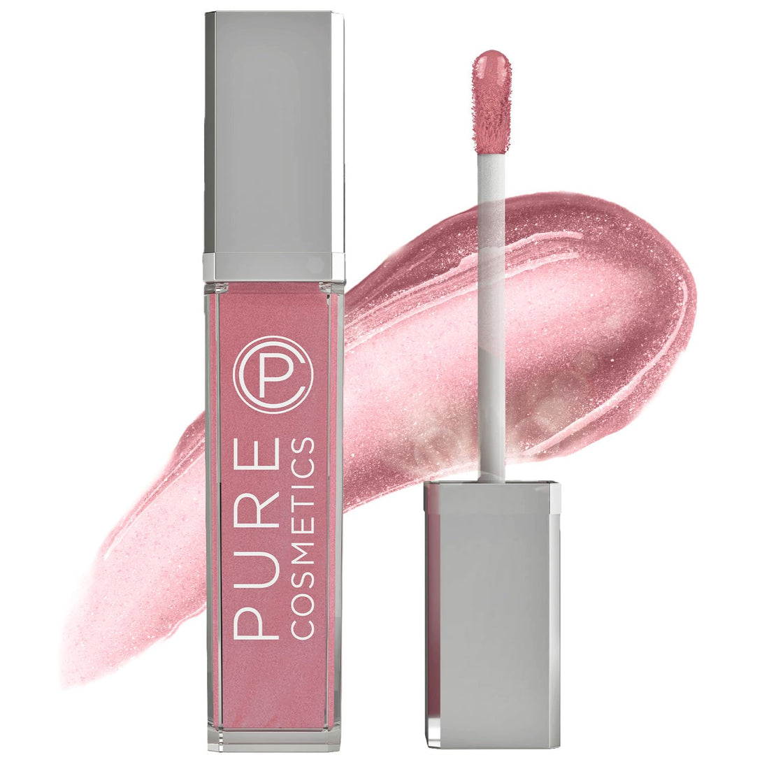 Pure Illumination Light-Up Lip Gloss with LED-Lit Applicator Brush + Side Mirror, Non-Sticky, Moisturizing Hydrating Lip Glosses with Lanolin, Jojoba Oil, & Vitamin E, Wine Berry
