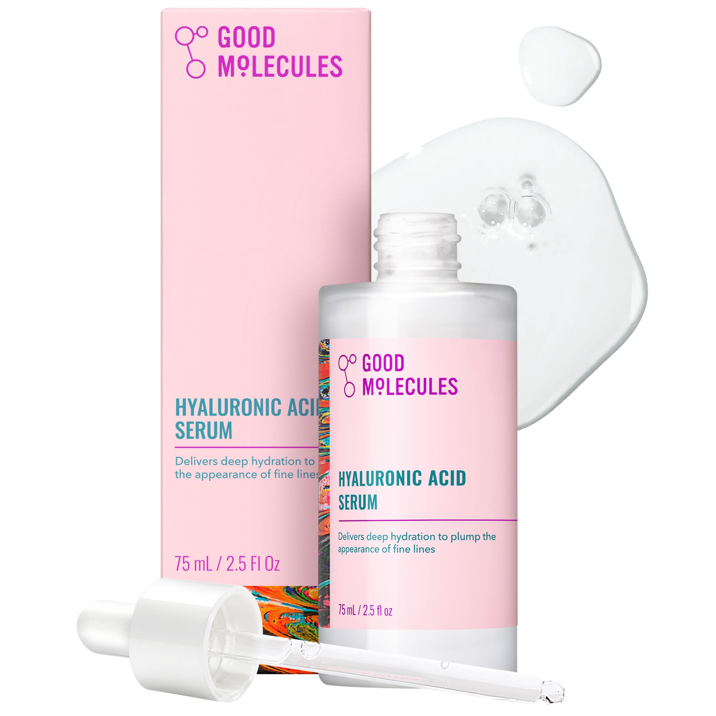 Good Molecules Hyaluronic Acid Serum - 1% Hyaluronic Acid Non-greasy Ultra Hydrating Serum, Facial Moisturizer for Plumper Skin, Skin Care for Face Halalzen