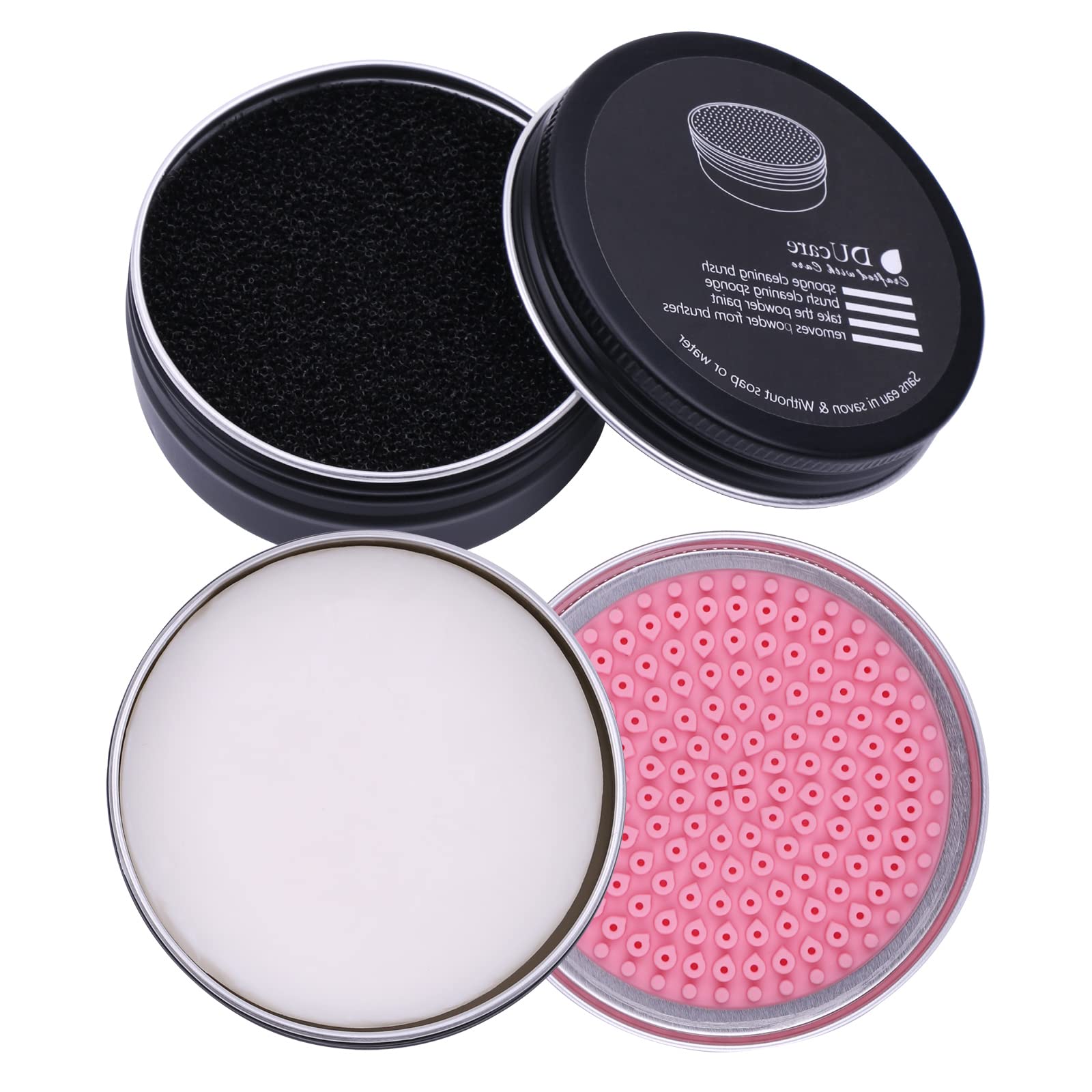 DUcare Makeup Brush Cleaner – Solid Soap Cleanser & Silicone Pad | Clean synthetic & natural bristles. Clean Beauty Blenders. Keep brushes soft. Coconut oil formula. For daily use & travel. Halalzen