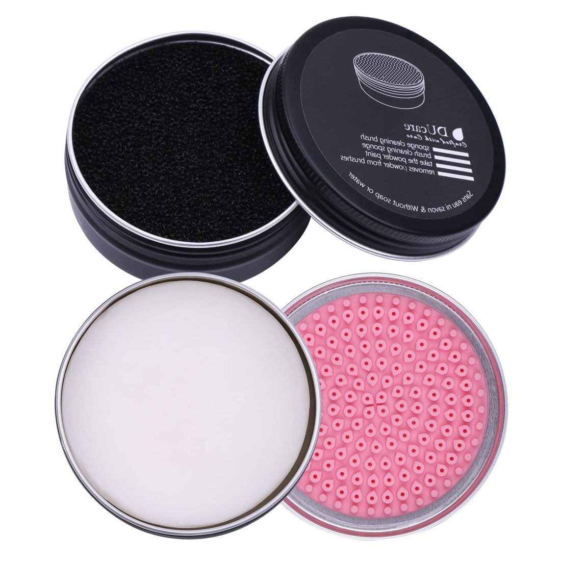 DUcare Makeup Brush Cleaner – Solid Soap Cleanser & Silicone Pad | Clean synthetic & natural bristles. Clean Beauty Blenders. Keep brushes soft. Coconut oil formula. For daily use & travel. Halalzen