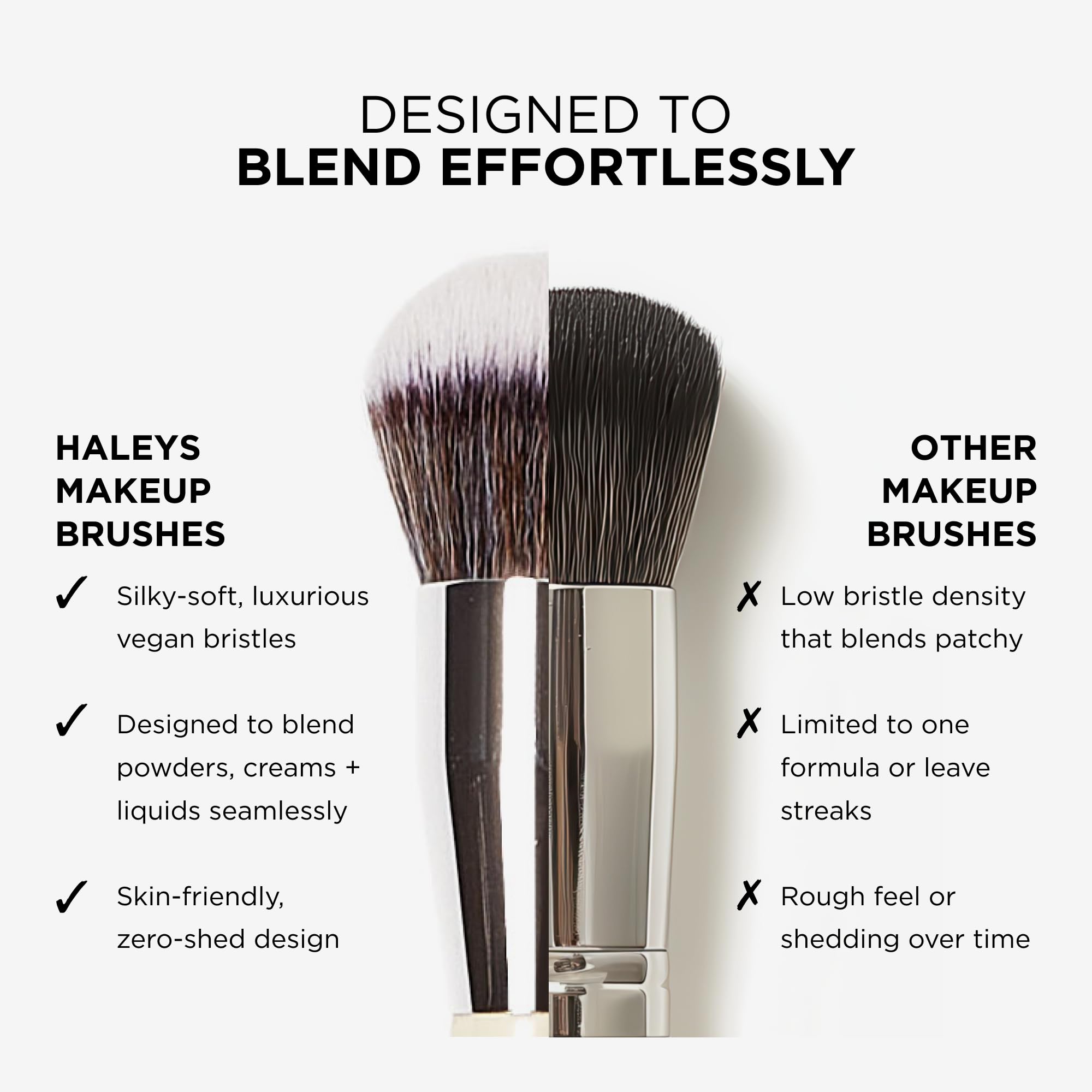 Haleys Beauty Kabuki Foundation Brush For Applying Powder, Foundation, Bronzer, Blush, and Mineral Make up, Soft Bristles, Seamless Blending, Makeup Brushes Essential, Vegan & Cruelty Free