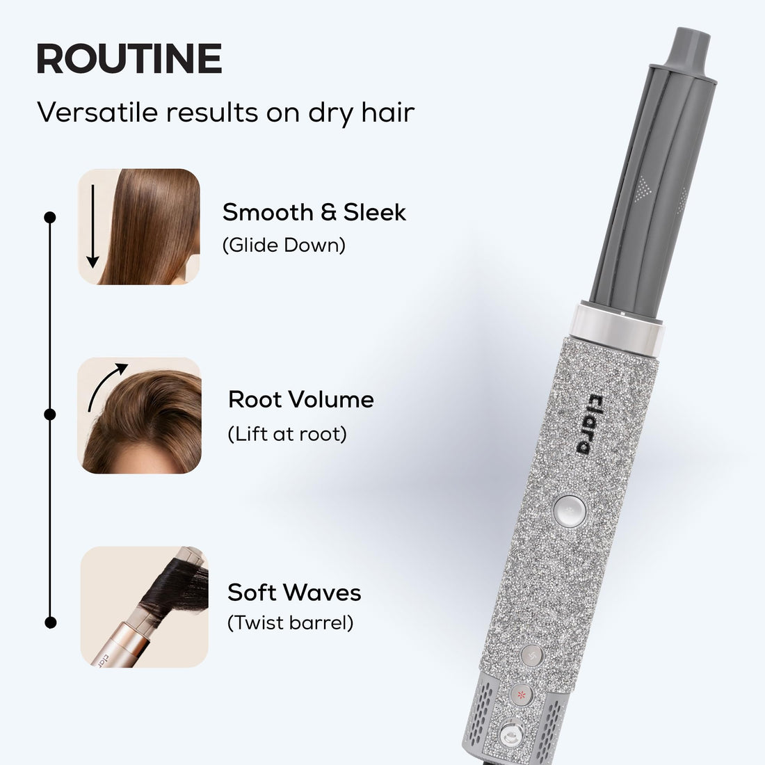 Clara 6-in-1 Gold Multi Styler with Auto-Wrap Curlers, Hair Dryer, & Brush (Round & Oval) for All Hair Types – 1500W Ionic Styling Tool for Frizz-Free Waves & Salon Blowouts Halalzen