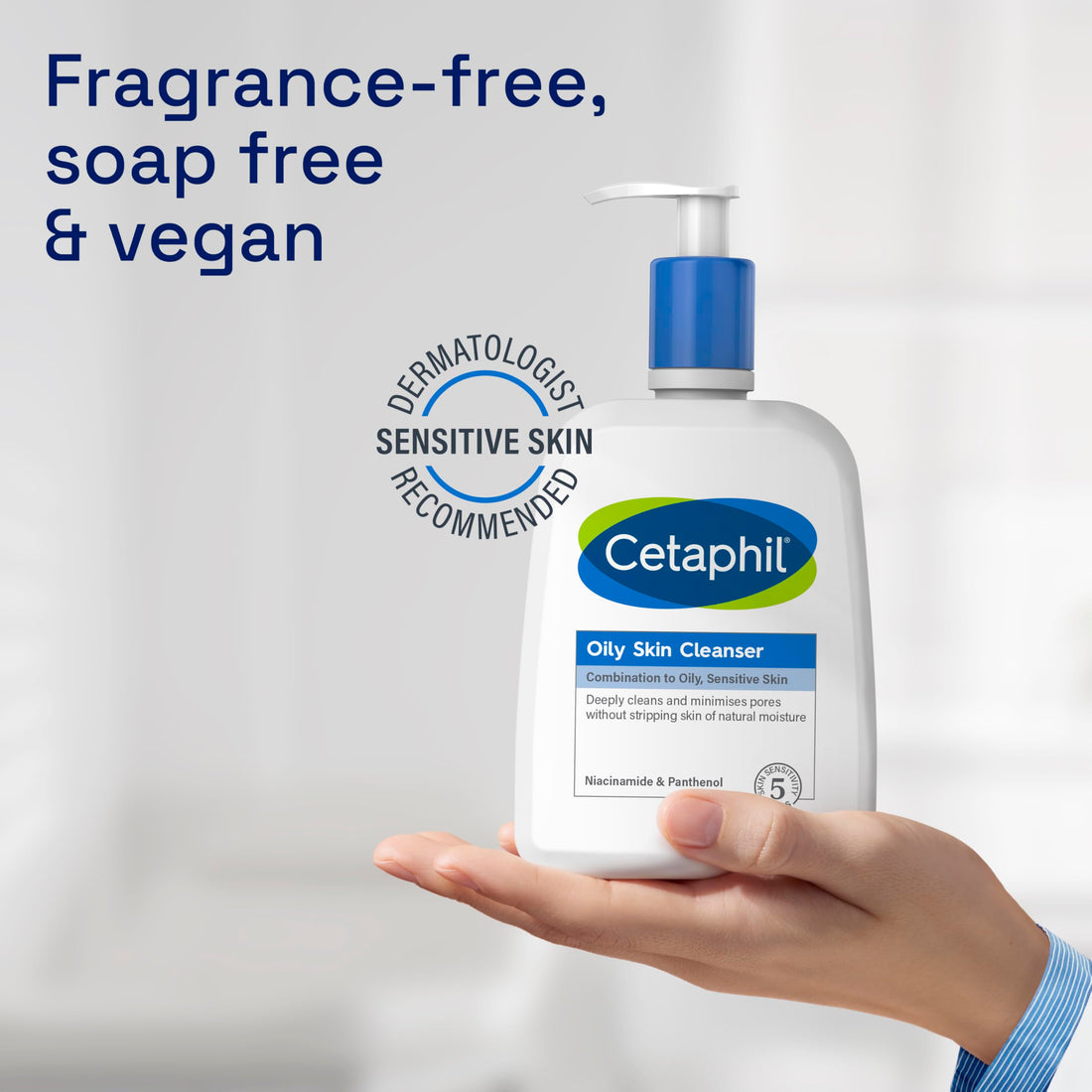 Cetaphil Oily Skin Cleanser, 473ml, Face Wash, For Combination to Oily Sensitive Skin, With Niacinamide, Packaging May Vary