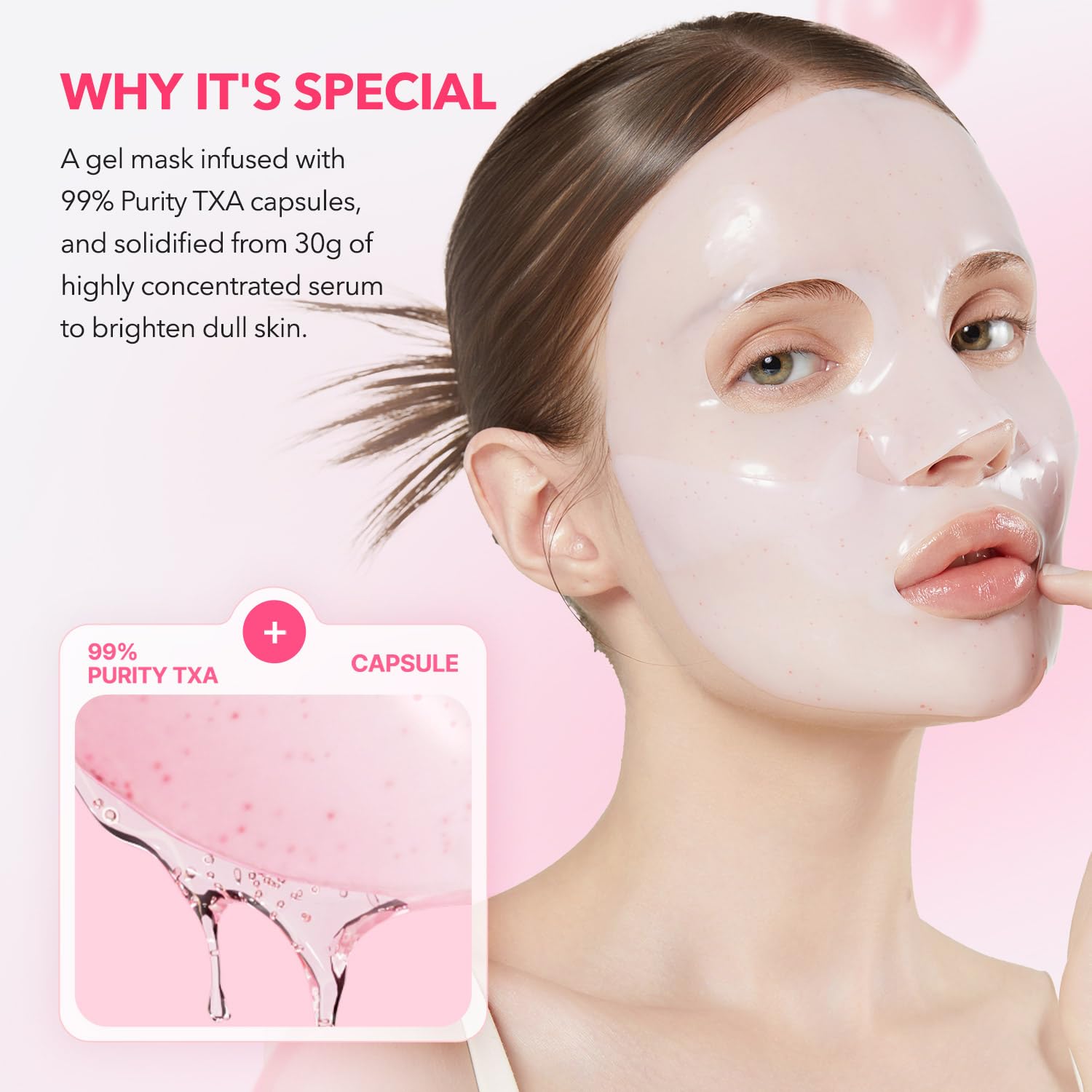 APRILSKIN TXA Pink Capsule Gel Mask | Overnight Face Mask for Glass Glow Skin I 99% High-Purity Tranexamic Acid 3 for uneven skin tone I Elasticity, Hydrating and Firming I Korean Skincare I 30g x 4ea Halalzen