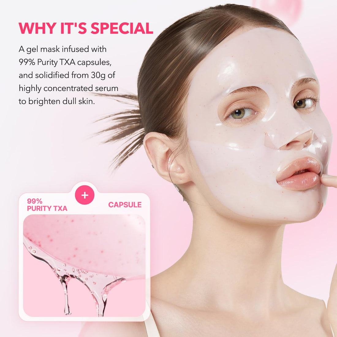 APRILSKIN TXA Pink Capsule Gel Mask | Overnight Face Mask for Glass Glow Skin I 99% High-Purity Tranexamic Acid 3 for uneven skin tone I Elasticity, Hydrating and Firming I Korean Skincare I 30g x 4ea Halalzen