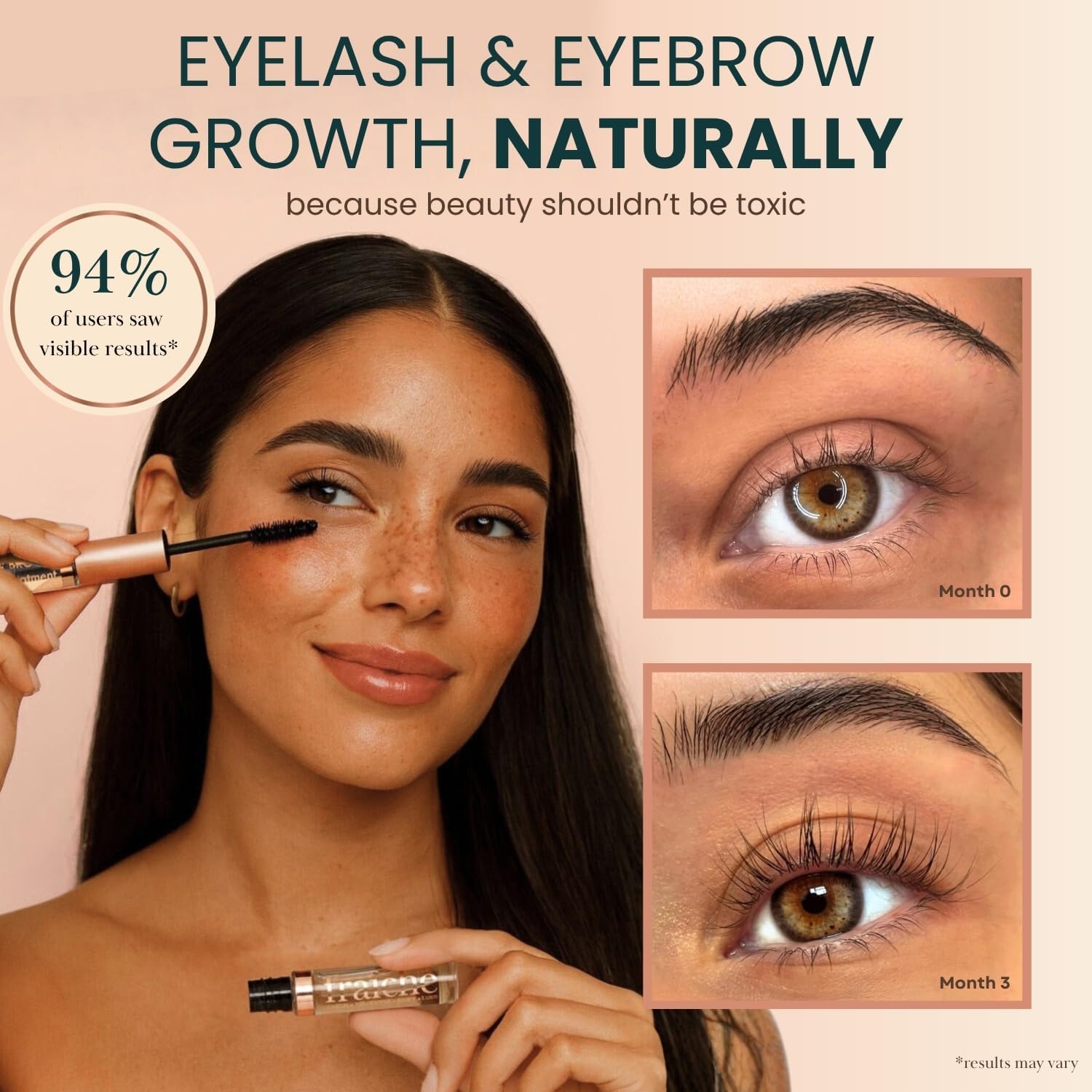Live Fraiche Organic Castor Oil Lash Serum for Hair Growth, Eyebrow Eyelash Growth Serum, 100% Pure Cold Pressed Hexane Free (2oz Glass Bottle + FILLED Mascara Tube) Halalzen