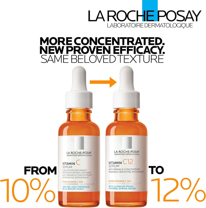 La Roche-Posay Pure Vitamin C12 Serum, Anti-Wrinkle Radiance Restoring Face Serum, 12% Pure Vitamin C, Salicylic Acid, Neurosensine, For Sensitive Skin, 30ml