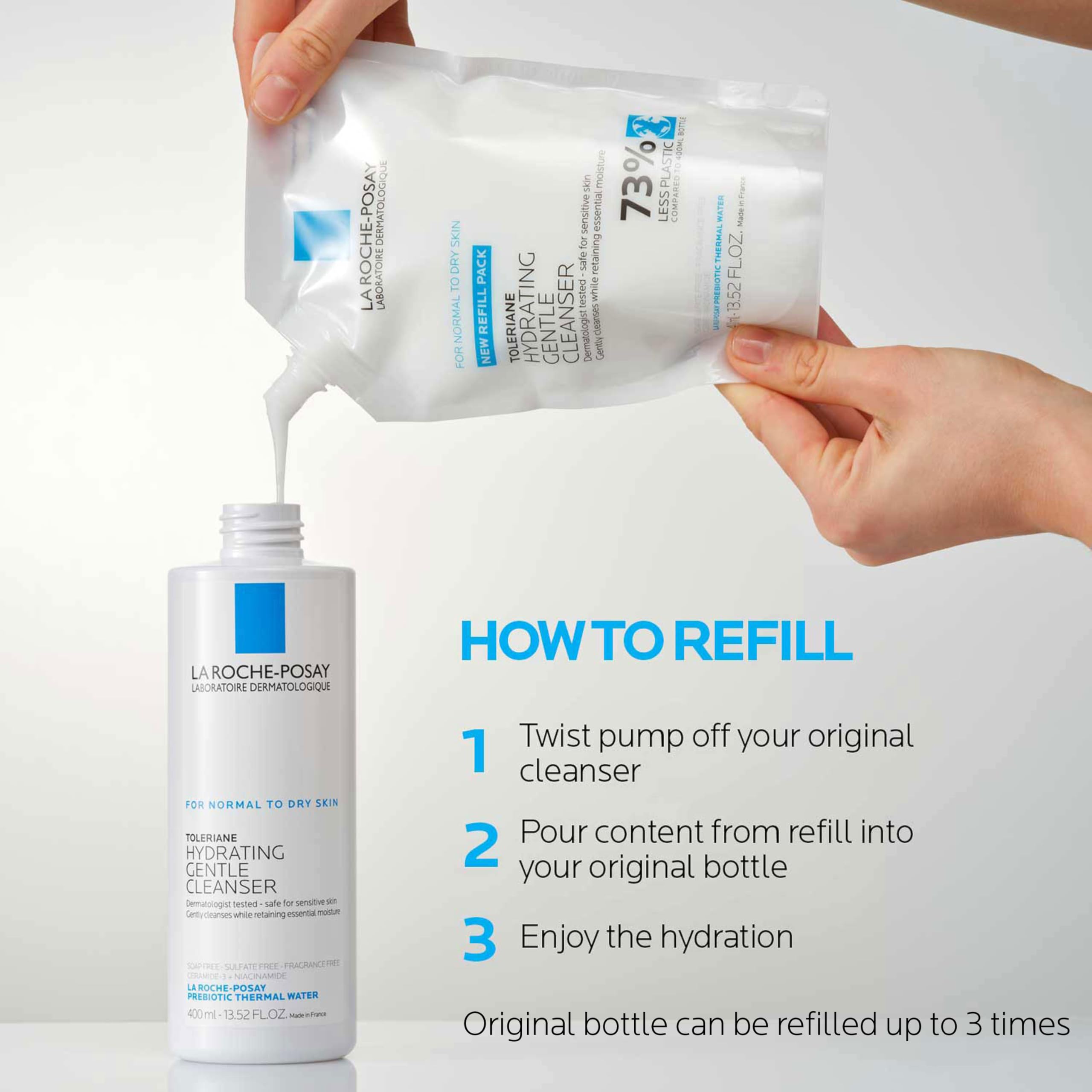 La Roche-Posay Toleriane Hydrating Gentle Face Cleanser, Hydrating Facial Cleanser With Niacinamide + Ceramides, Daily Face Wash For Dry Skin To Normal Skin, Sensitive Skin Tested, Fragrance Free