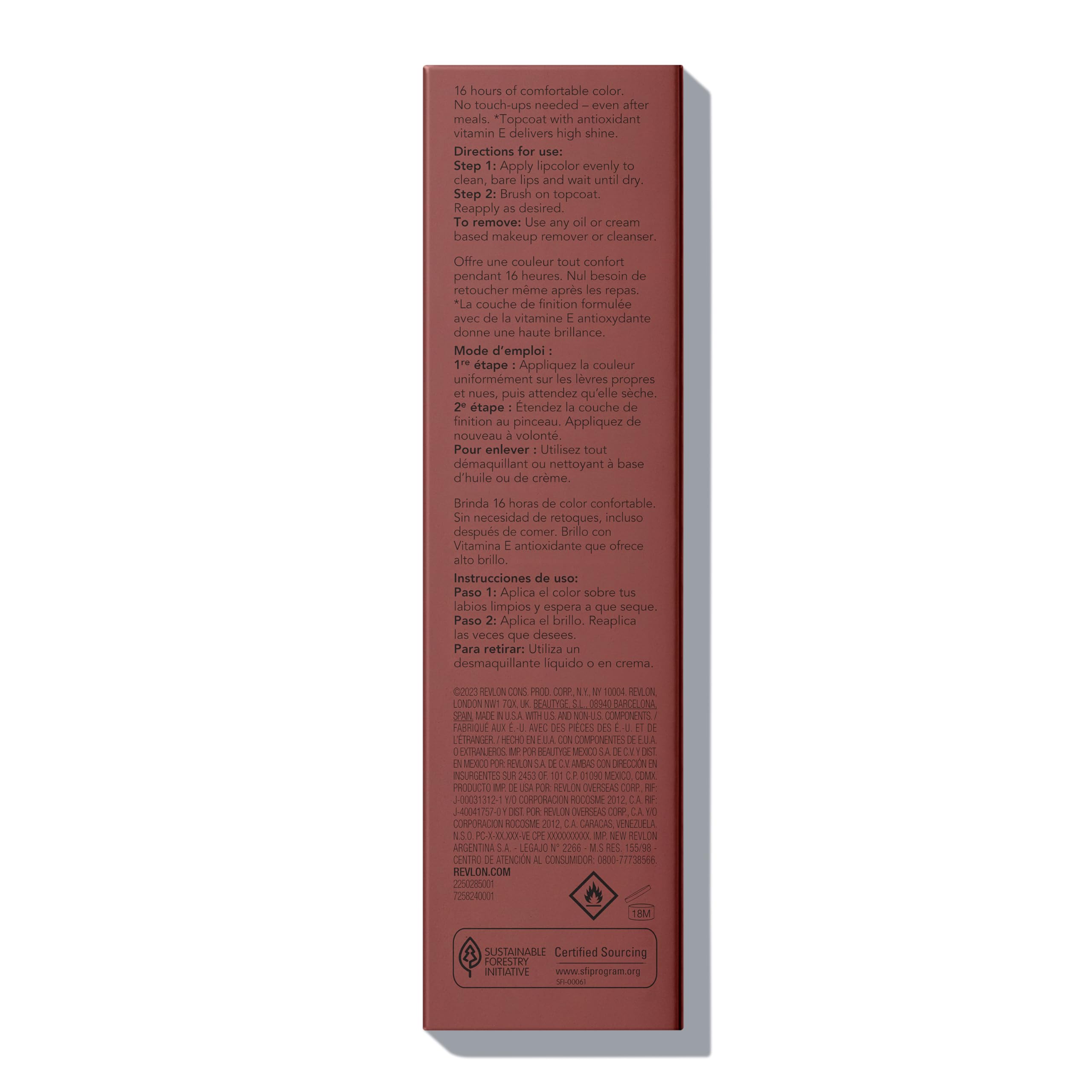 Revlon Liquid Lipstick with Clear Lip Gloss, ColorStay Overtime Lipcolor, Dual Ended with Vitamin E, 370 Everlasting Rum, 0.07 Fl Oz
