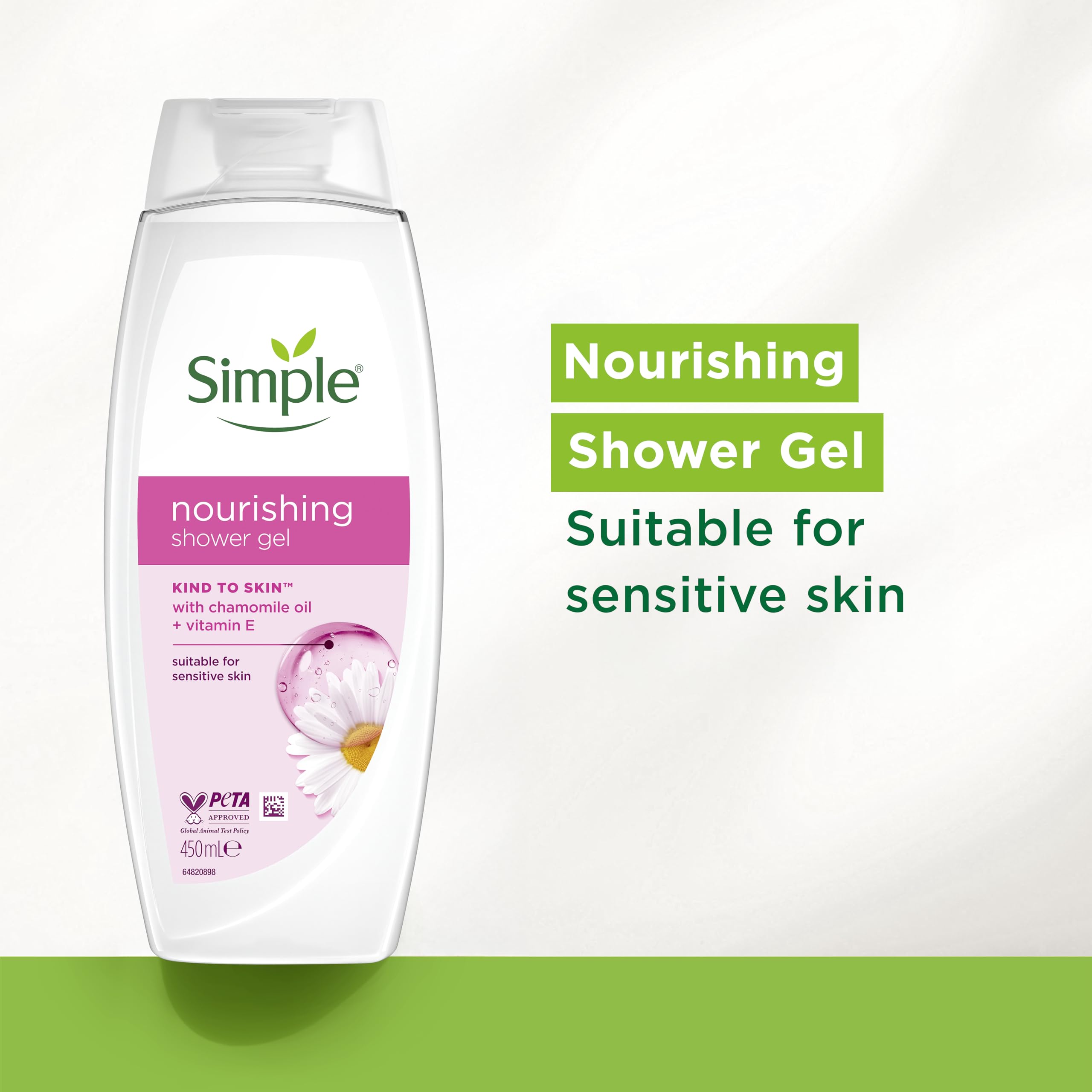 Simple Kind to Skin Kids Hypoallergenic Hair & Body Wash pack of 6 with chamomile oil shampoo for kids 225 ml, White