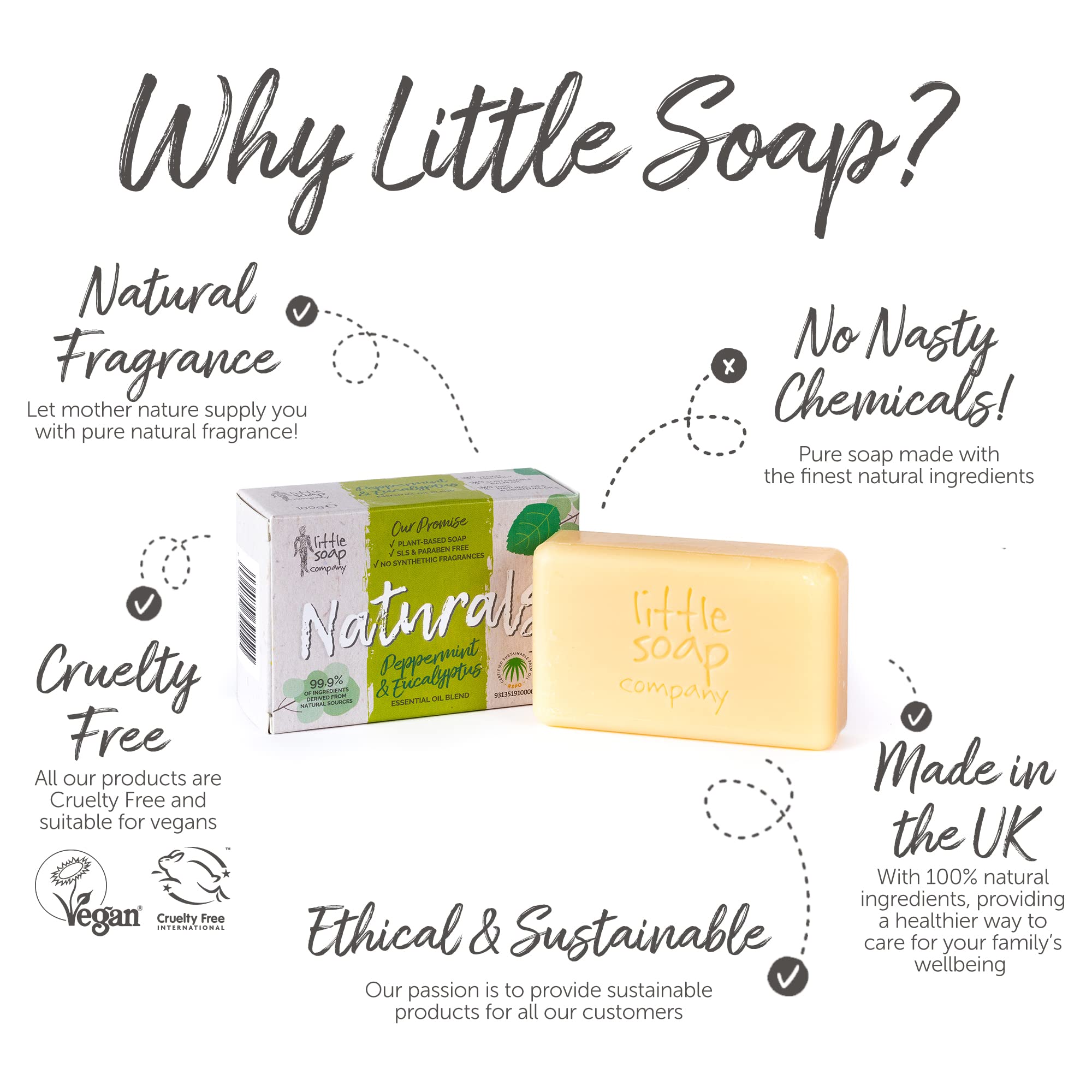 Little Soap Company Natural Range - Citrus & Lavender Soap Bar 100g | Vegan, Cruelty Free & Eco Friendly Body, Face & Hand Soap | Free from SLS & Parabens | Antibacterial with Cleansing Essential Oils Halalzen