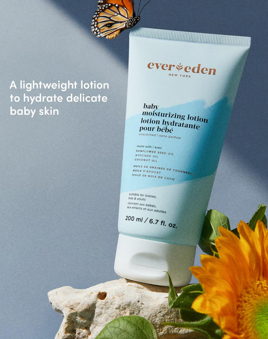 Evereden Moisturizing Baby Lotion for Newborn 6.7 oz. | Lightweight & Non-Greasy Toddler Lotion | Clean & Gentle Baby Care | Non-toxic & Fragrance Free Halalzen