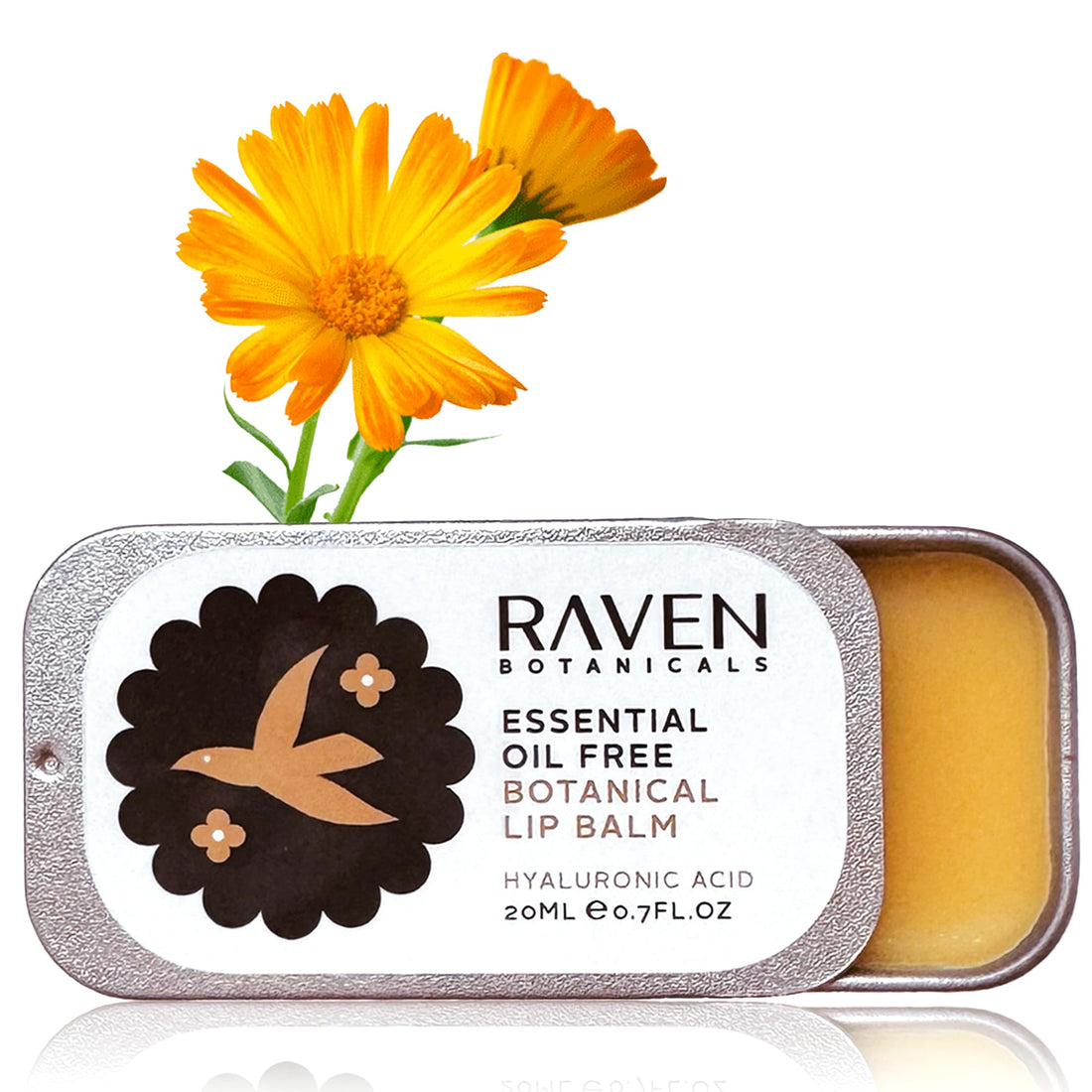 Raven Botanicals Natural Lip Balm Treatment, Hydration and Barrier Support, Organic Plant Extract Formula – Botanical Lip Balm 20ml (Rose Geranium)