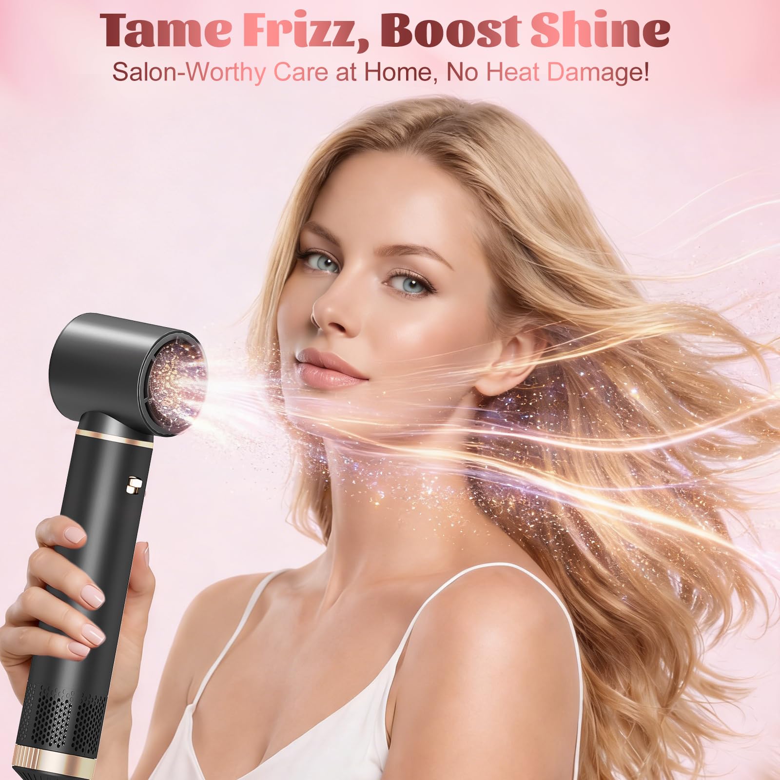 5 in 1 Hair Styler for Woman, Air Curling Wrap, Drying, Curling, Straightening & Volumizing, Hot Air Curler Dryer Brush Tool Set, Curl Styling Tools - Blush Halalzen