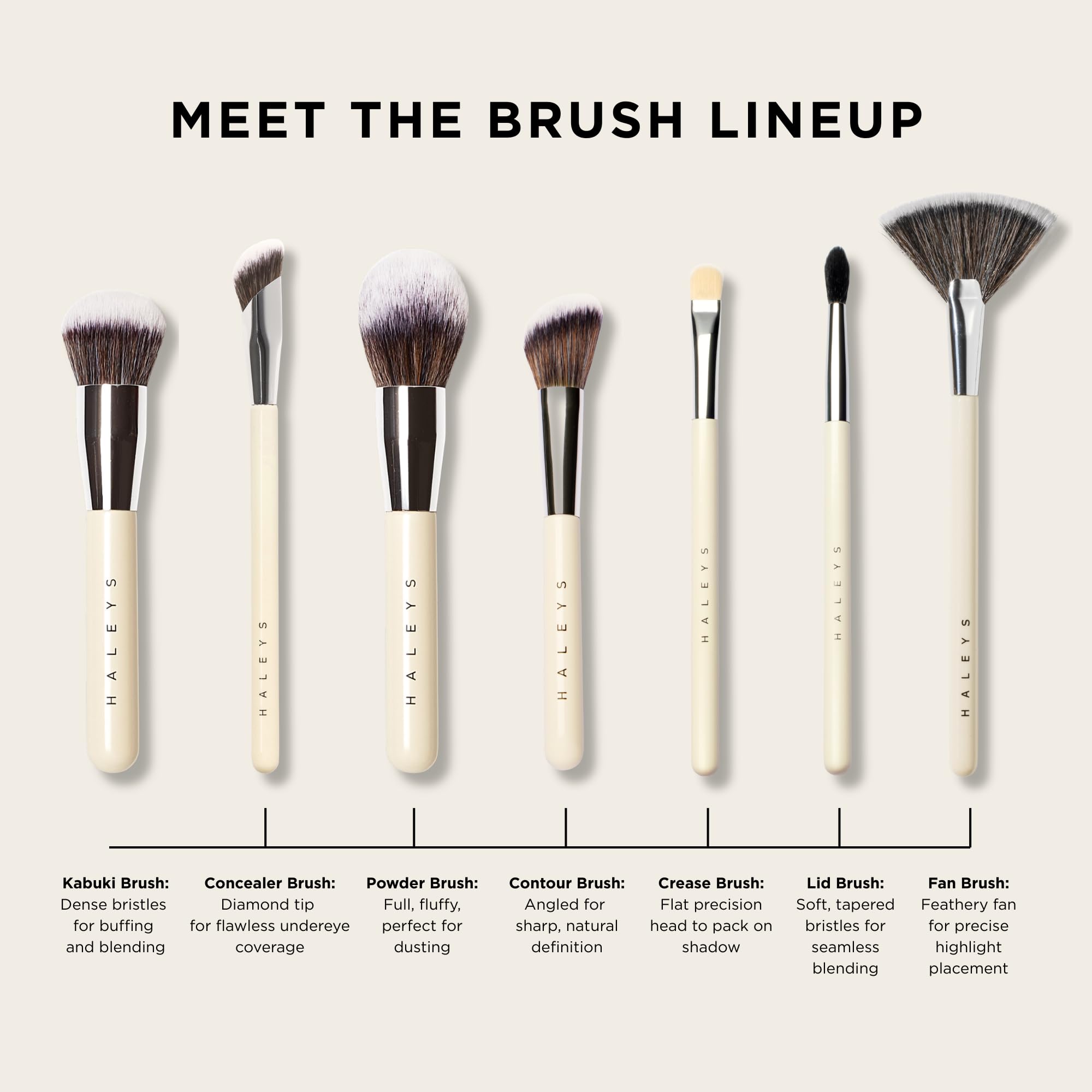 Haleys Beauty Kabuki Foundation Brush For Applying Powder, Foundation, Bronzer, Blush, and Mineral Make up, Soft Bristles, Seamless Blending, Makeup Brushes Essential, Vegan & Cruelty Free