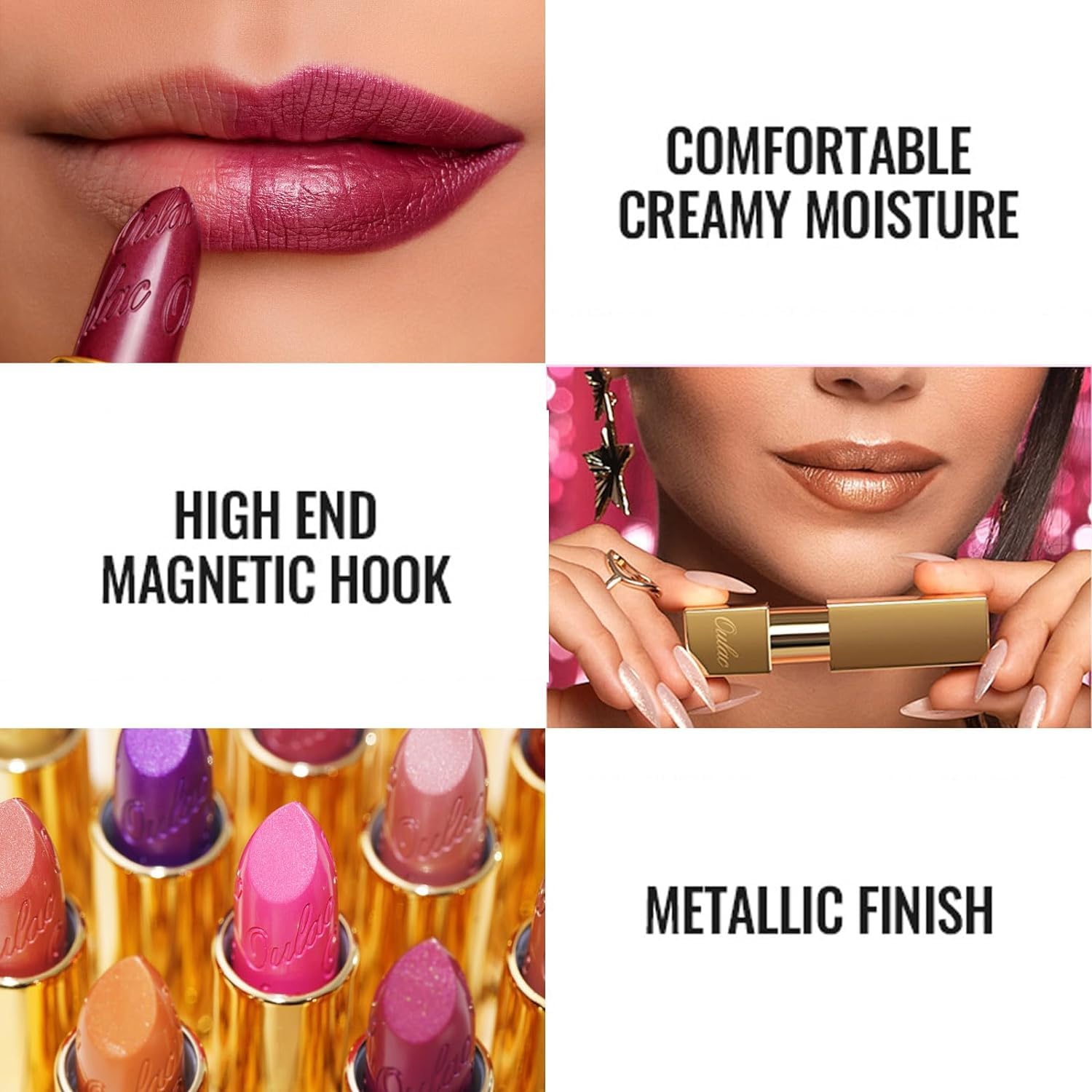Oulac Metallic Diamond Shine Liquid Lip Gloss - Glitter Glossy for Lip & Eye, Long Lasting 24H + & Waterproof, Lightweight Lip Stain, 3D Metallic Finish, No Transfer, Vegan, 4.5ml,MD05 Loose Control Halalzen
