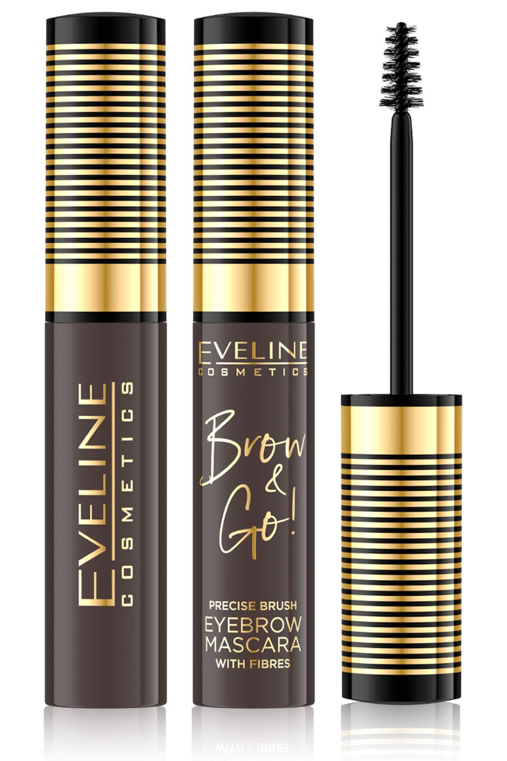 Eveline Cosmetics Brow & go! BROW&GO Eyebrow Mascara No. 02 Dark - Precision Brow Definition, Volumizing Micro-Fibers, Long-Lasting Formula, 10 ML