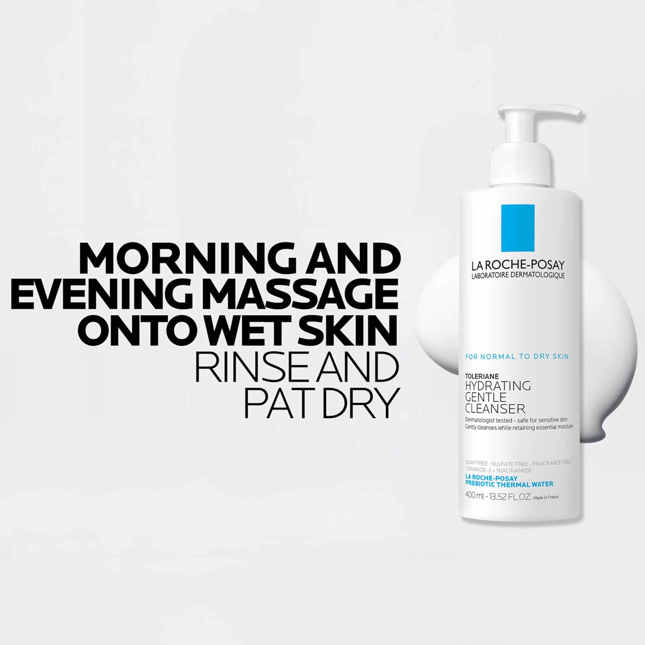 La Roche-Posay Toleriane Hydrating Gentle Face Cleanser, Hydrating Facial Cleanser With Niacinamide + Ceramides, Daily Face Wash For Dry Skin To Normal Skin, Sensitive Skin Tested, Fragrance Free