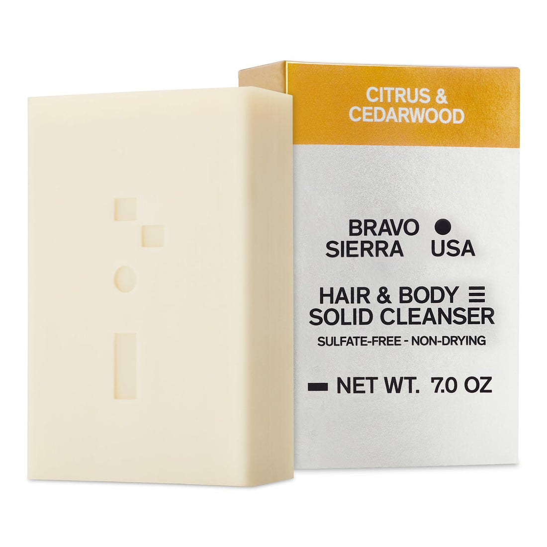 Bravo Sierra Pain de Savon Corps et Cheveux Tout-en-Un - Fève Tonka & Citron, 200 g - Noix de Coco, Beurre de Karité et Farine d'Avoine pour une Peau Douce et des Cheveux Sains