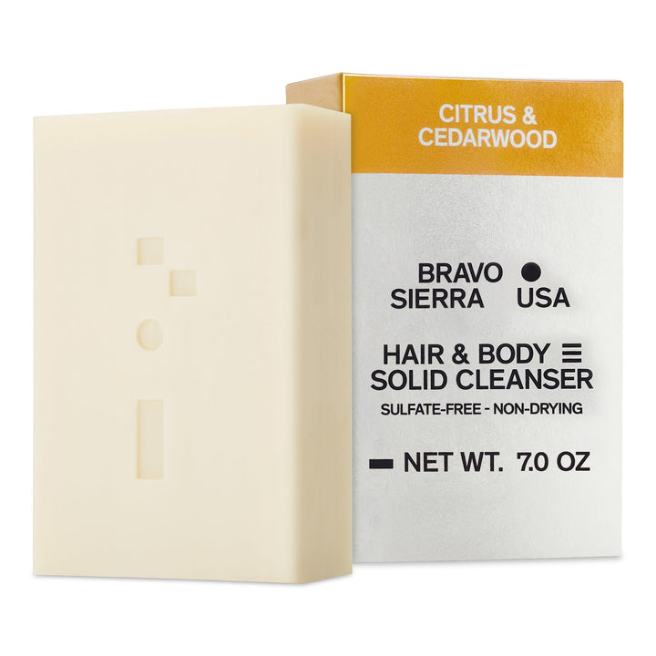 Bravo Sierra Body & Hair All-In-One Soap Bar - Tonka Bean & Lemon, 7 oz - Coconut, Shea Butter and Oat Flour for Soft Skin and Healthy Hair