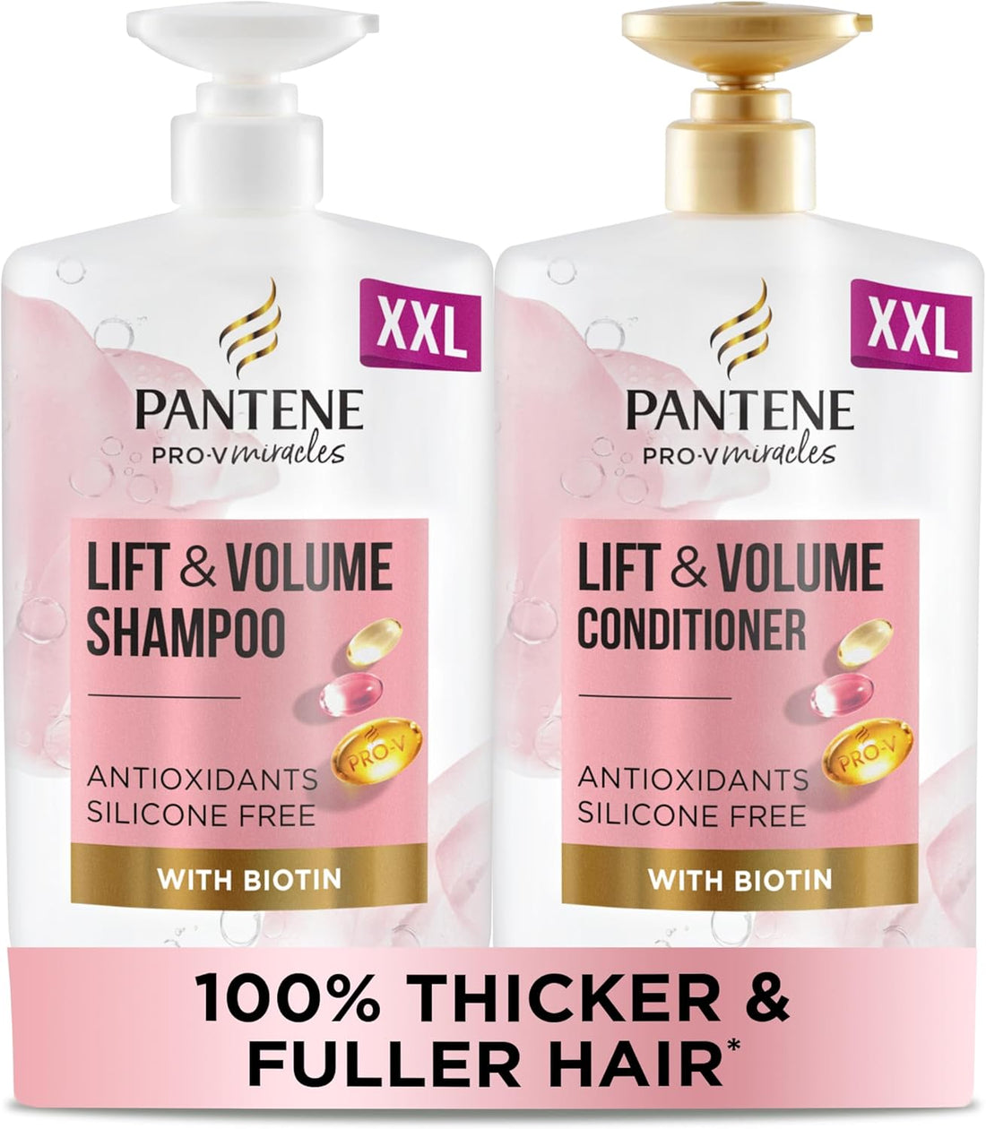 Pantene Shampoo And Conditioner Set, Hair Thickening Products For Women - Volume Shampoo And Hair Conditioner VALUE PACK 2 x 1000ml Pump Bottles