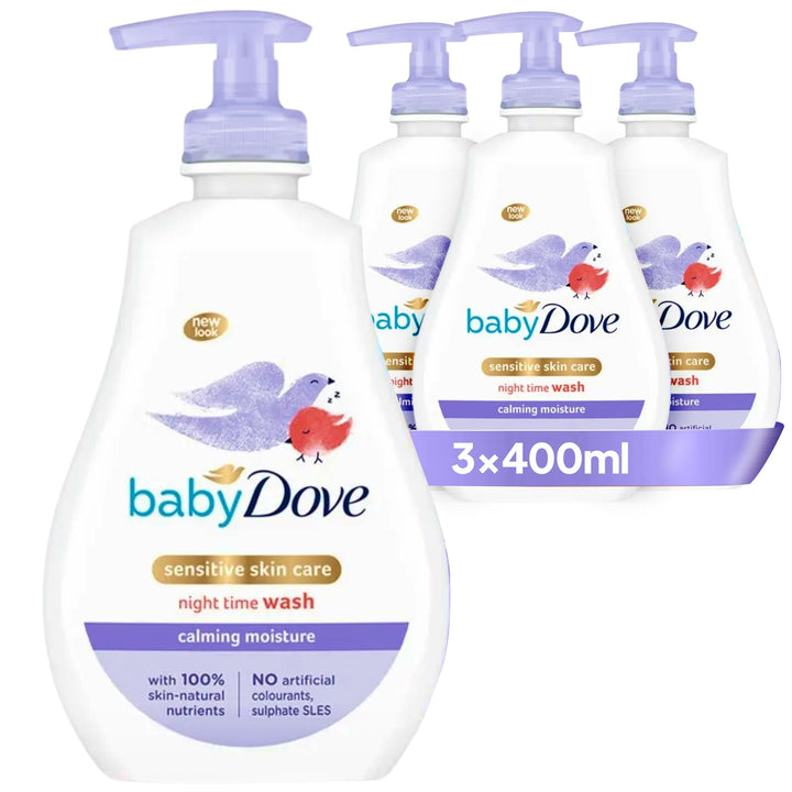 Baby Dove Calming Moisture Head to Toe Wash – Gentle Chamomile Baby Wash for Sensitive Skin, Relaxes & Soothe Before Bed, 3 x 400ml