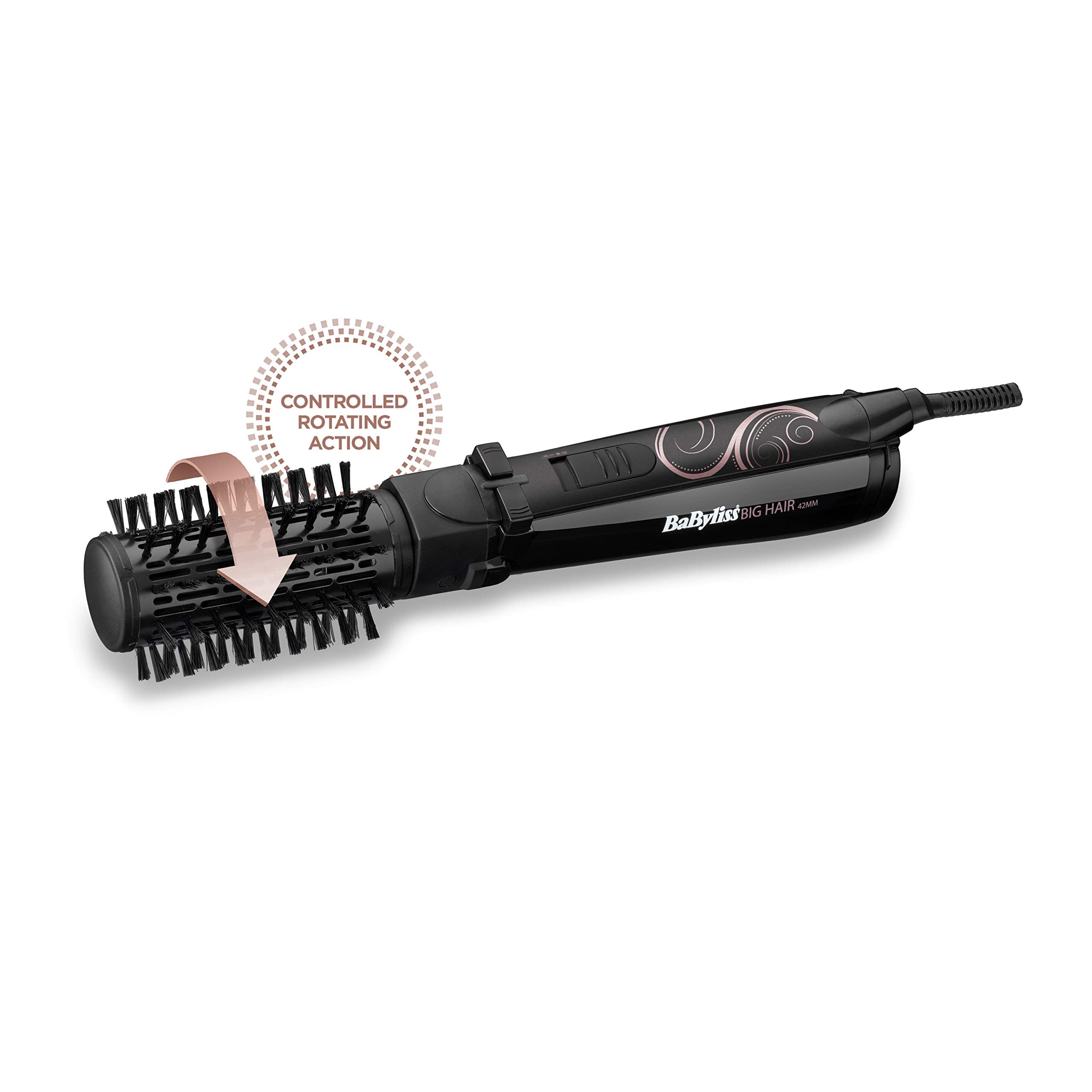 BaByliss Big Hair Rotating Hair Dryer Brush - Dry and Style in One Step, 2 Speeds & Alternating Directions, Ionic Frizz-Control, 50mm Barrel, Black, 2885U Halalzen