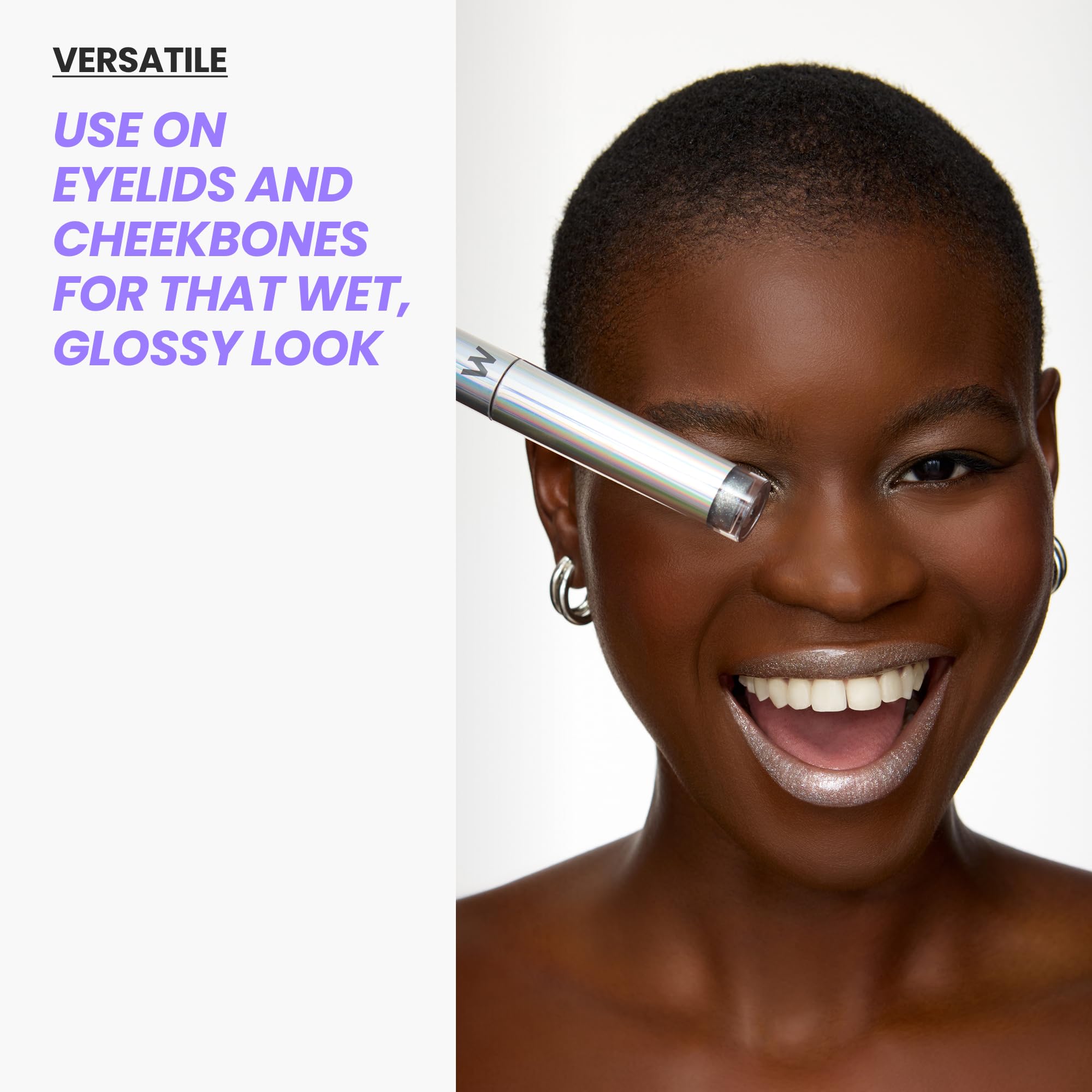 Wonderskin Wonder Blading Top Gloss - Lip Gloss, High Shine Finish, Blue Makeup For Lips (Silver Glitter)