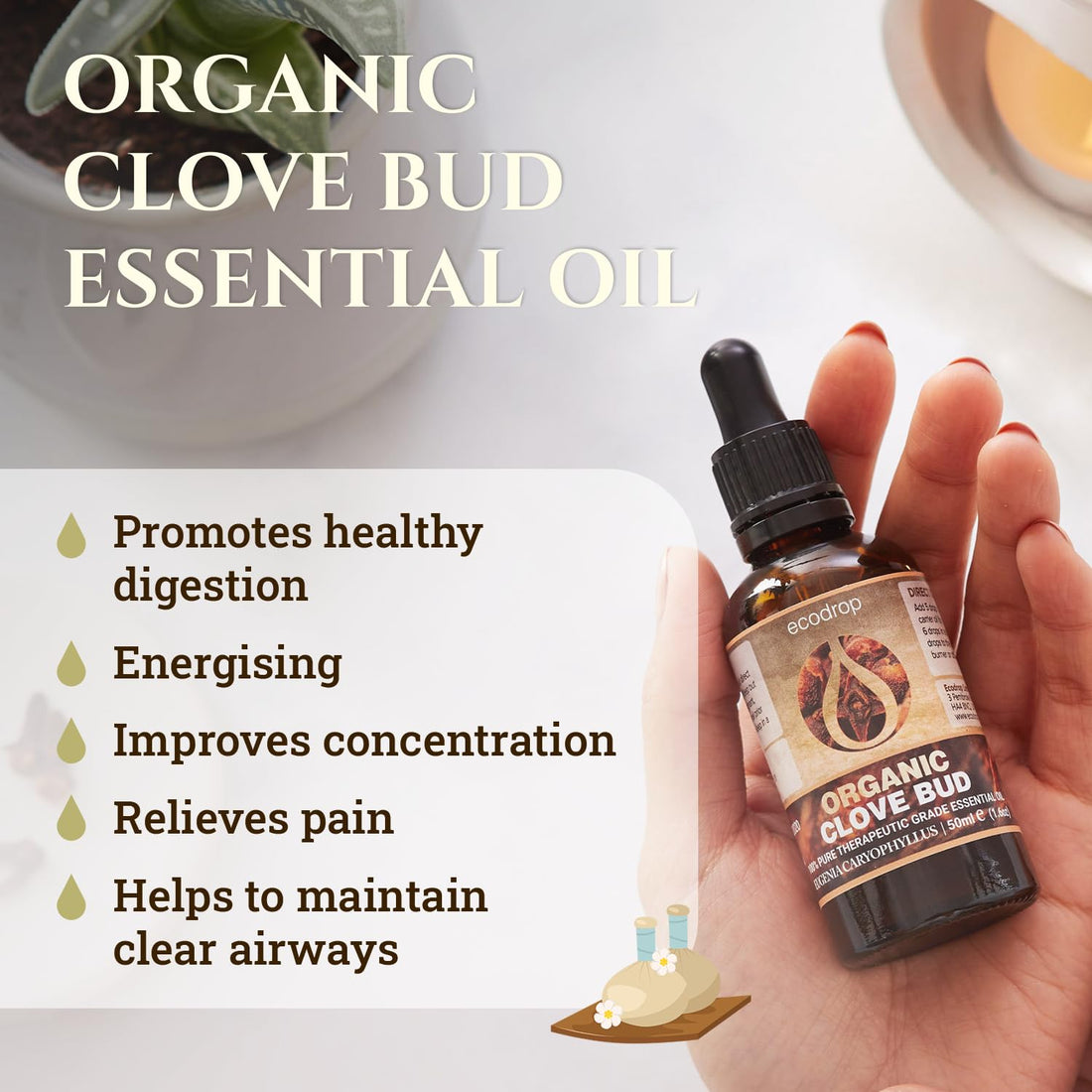 Ecodrop Tea Tree Essential Oil, 10 ml | 100% Pure Organic Steam-Distilled | Melaleuca Alternifolia | Aromatherapy, Diffuser, Massage, Bath, Soap & Candle Making | Australian Fresh Aroma