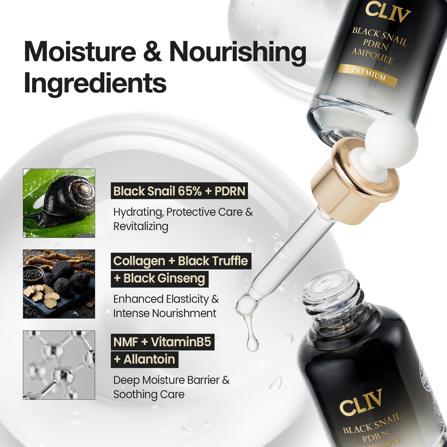 CLIV Multi Hyaluronic Hydrating Ampoule | 85% Hyaluronic Acid, 8-Layer Hydration, Ceramides & Panthenol for Deep Moisture Care | Korean Skincare Nourishing Serum | 1.01 Fl Oz (Pack of 1) Halalzen