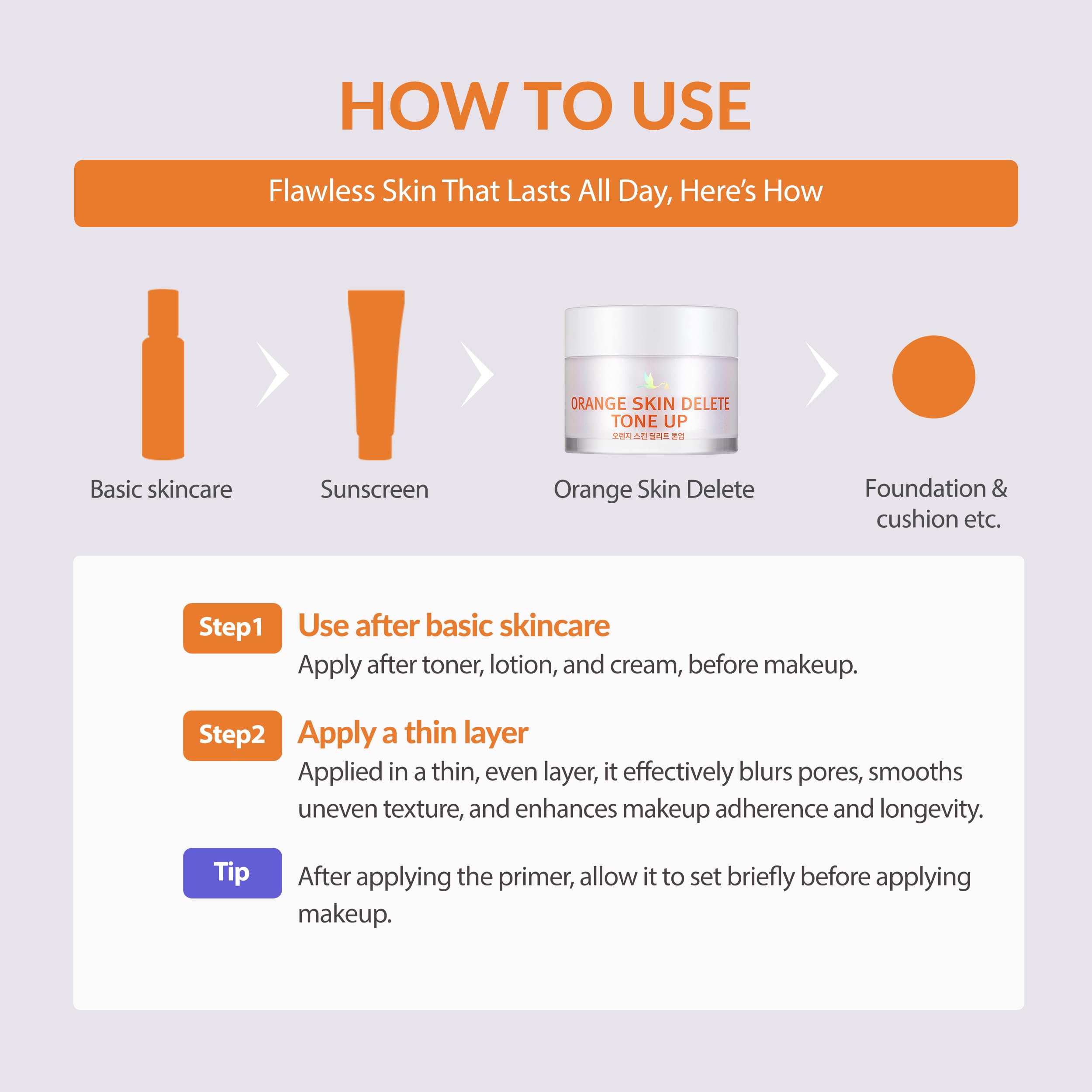 Orange Skin Delete Original Pore Primer Korean Makeup 30g 1.06 oz Halalzen