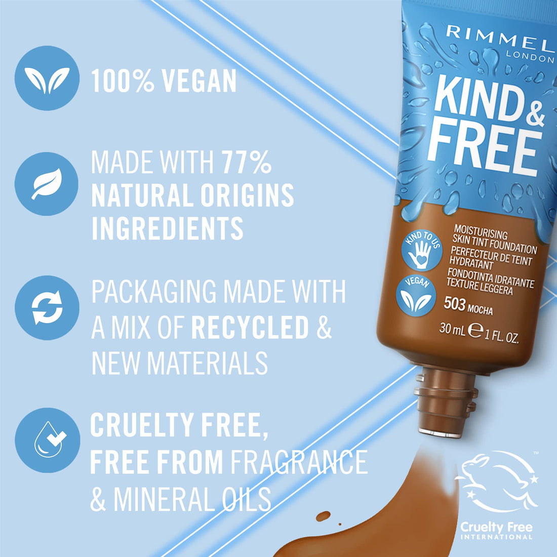 Rimmel Kind + Free Moisturising Skin Tint Foundation, Vanilla 160 Halalzen