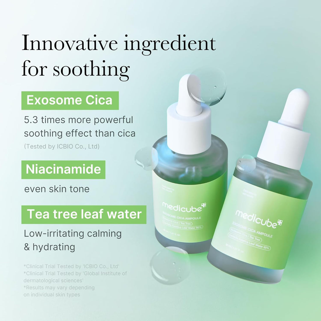 medicube Exosome Cica Tea Tree Ampoule for Sensitive Skin with Centella Asiatica - Helps Reduce Redness and Breakouts | Low-Irritating, Moisturizing & Soothing Serum | Korean Skincare | 30ml